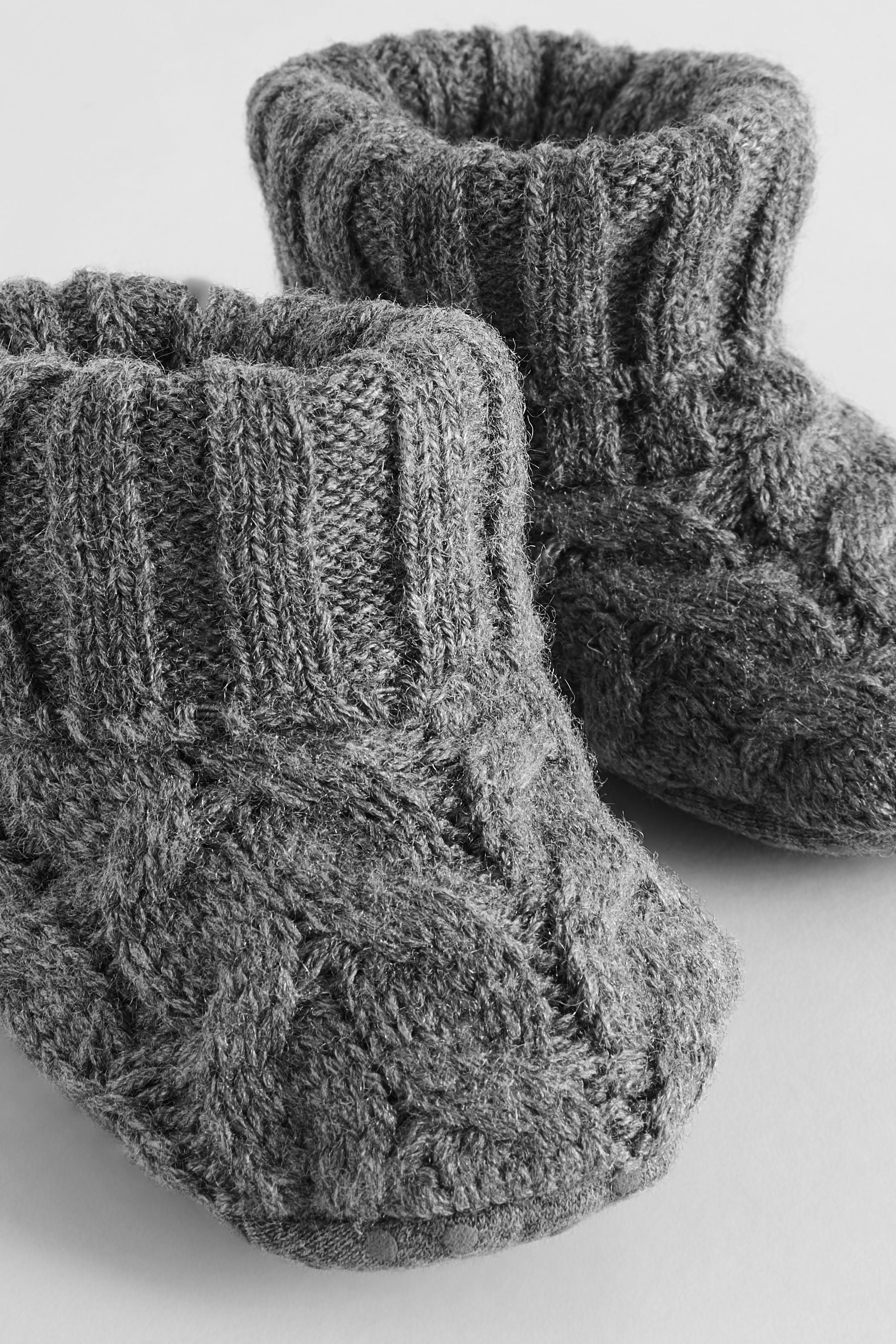 Grey Knitted Sock Top Baby Booties (0-2mths)