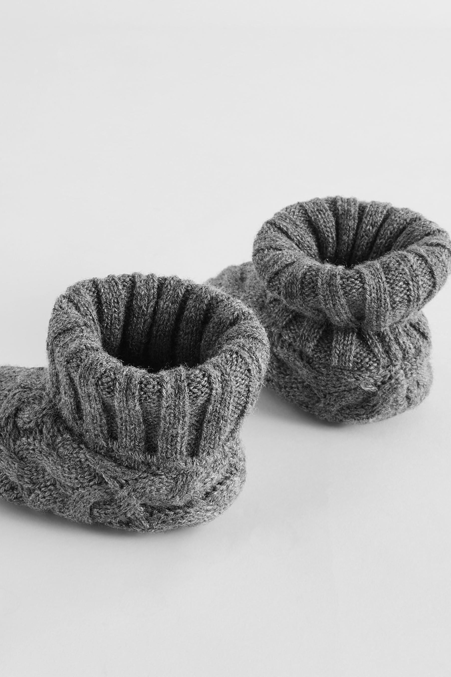 Grey Knitted Sock Top Baby Booties (0-2mths)