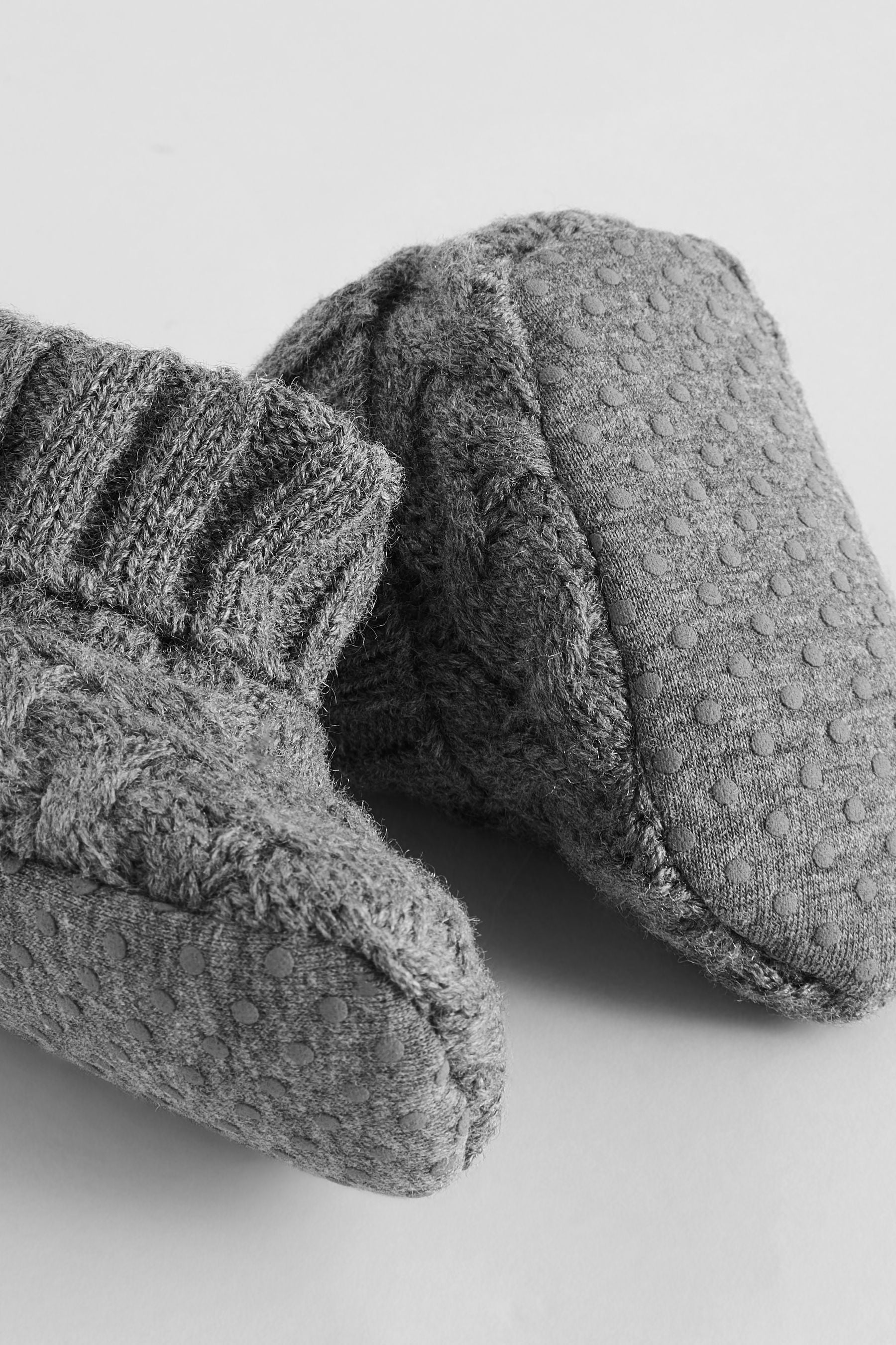 Grey Knitted Sock Top Baby Booties (0-2mths)