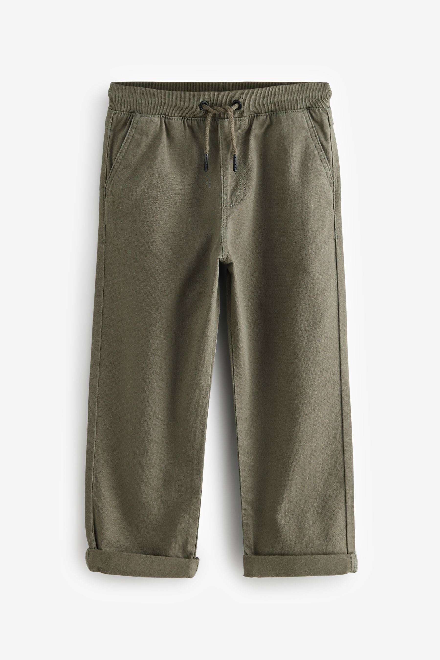 Khaki Green Wide Fit Rib Waist Pull-On Trousers (3-16yrs)