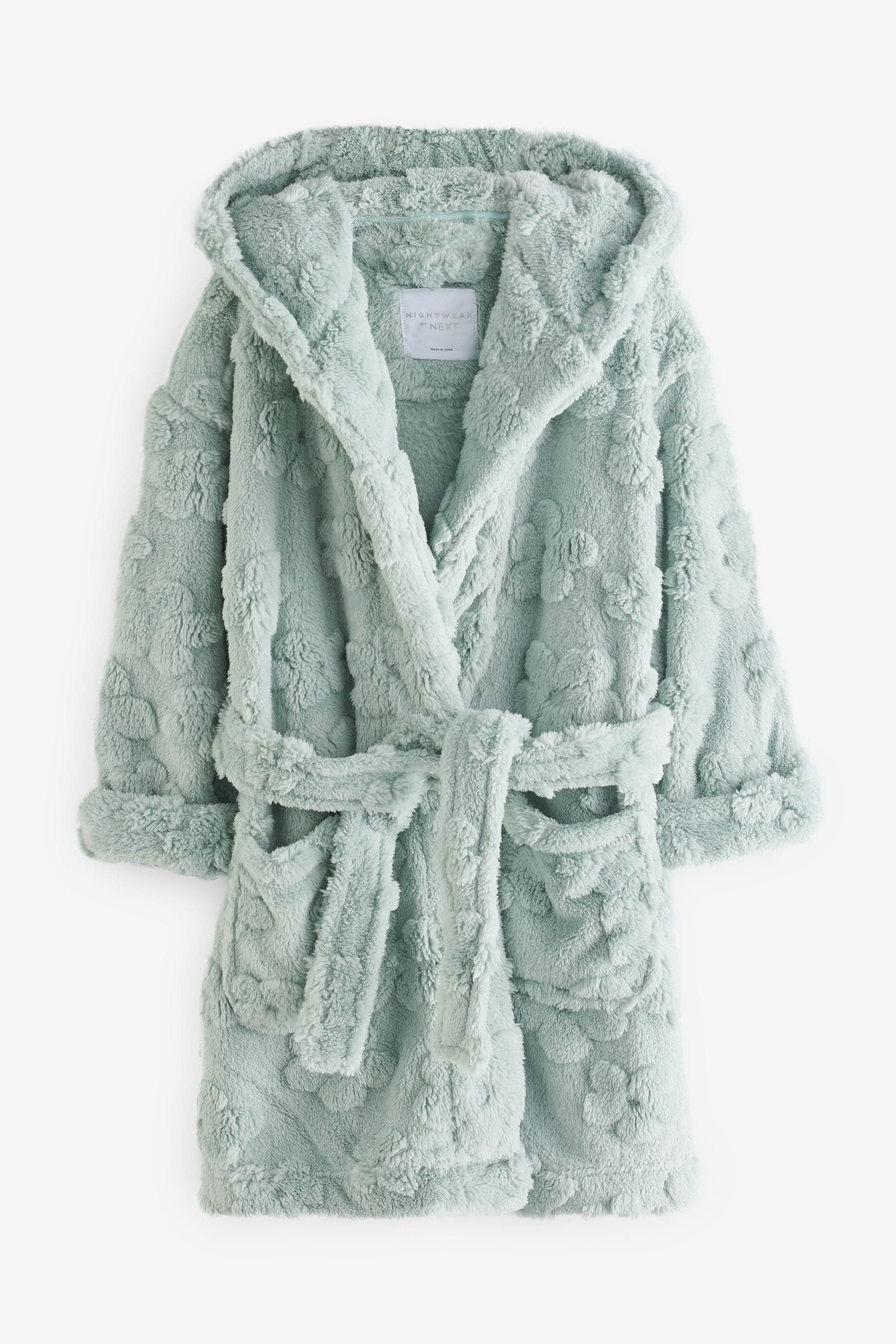 Sage Green Jacquard Fleece Dressing Gown (9mths-16yrs)