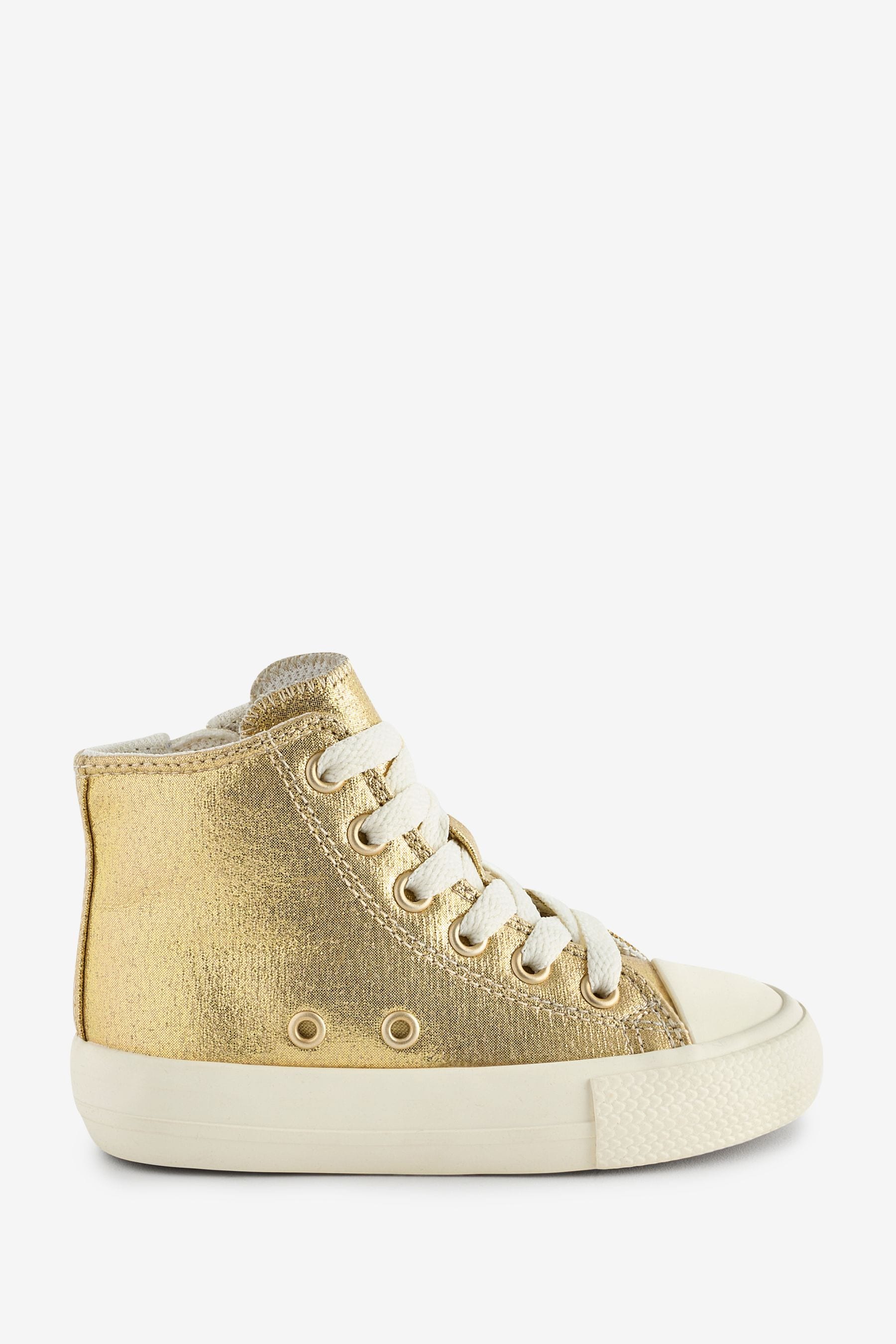 Gold Metallic Wide Fit (G) Chunky High Top Trainers