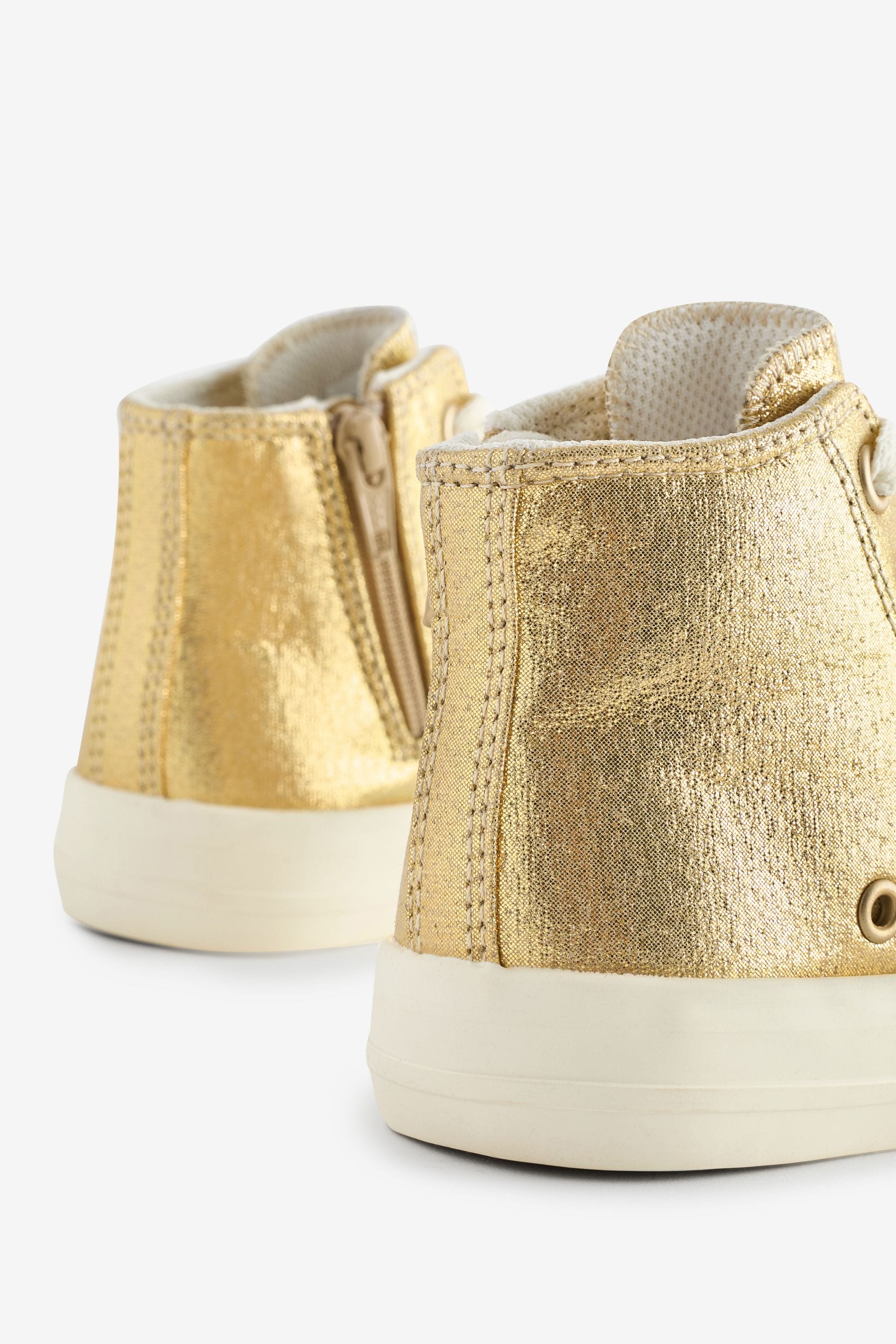 Gold Metallic Wide Fit (G) Chunky High Top Trainers