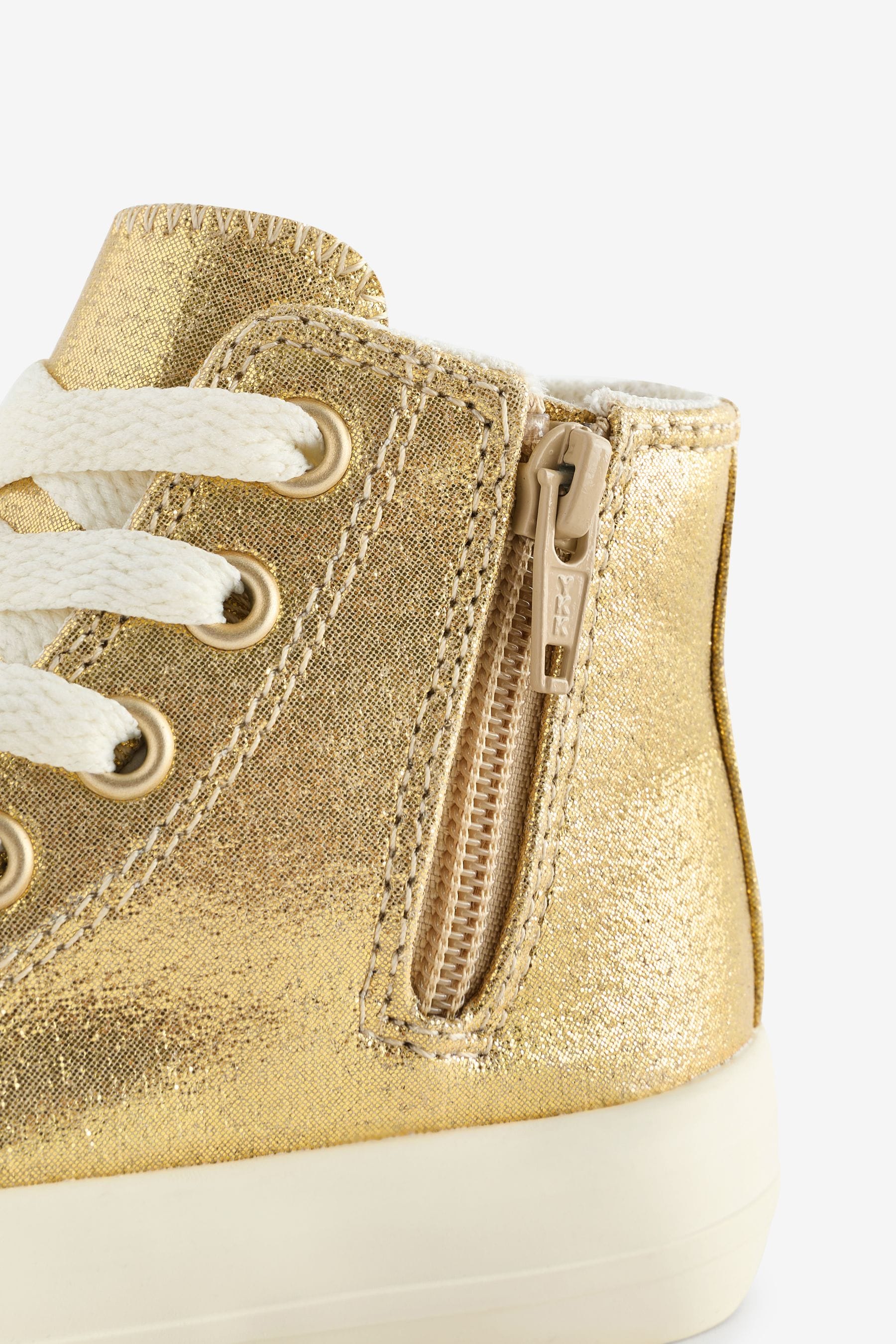 Gold Metallic Wide Fit (G) Chunky High Top Trainers