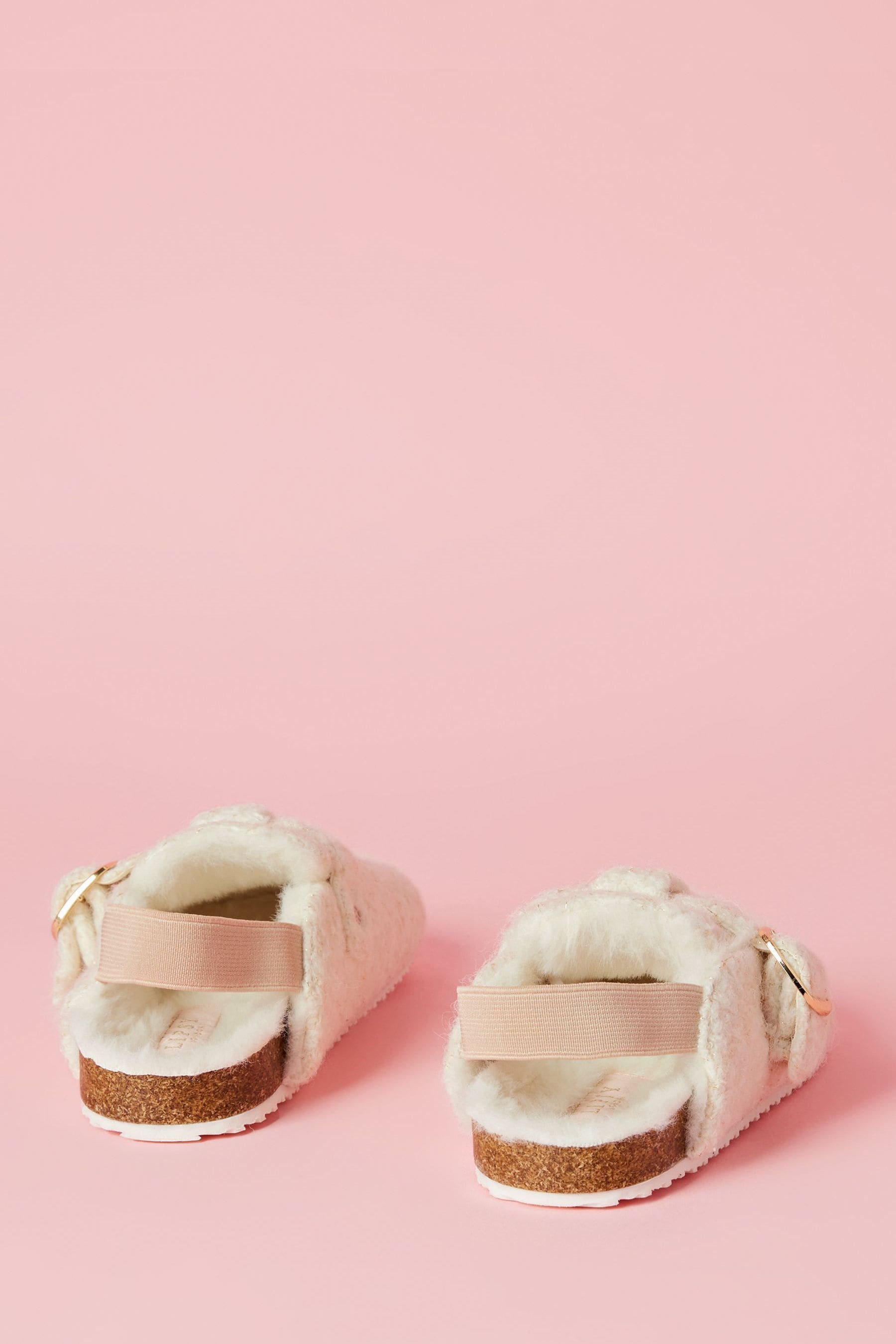 Cream Slip On Footbed Buckle Nightwear Slippers Clogs