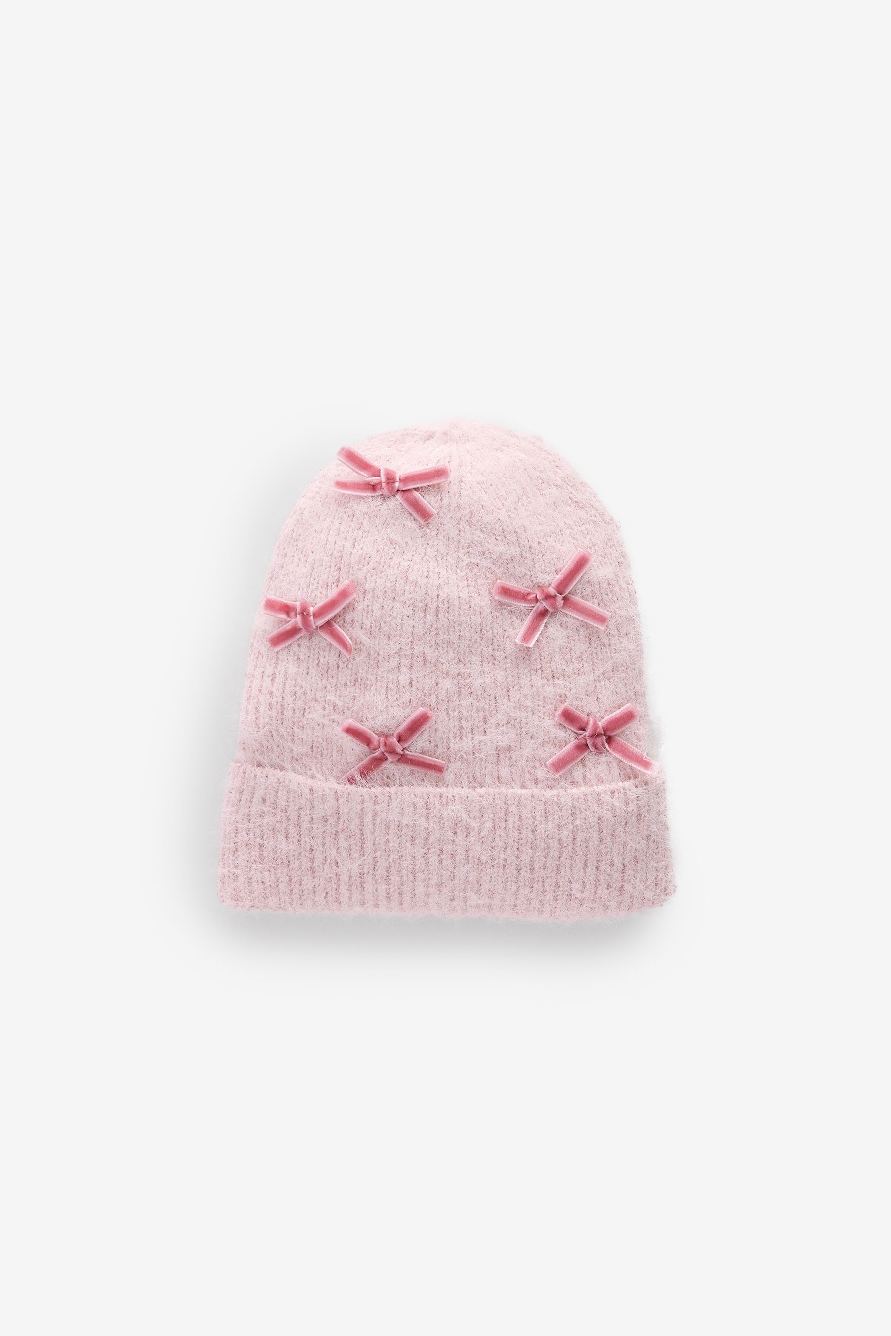 Pink Bow Beanie Hat (3mths-16yrs)