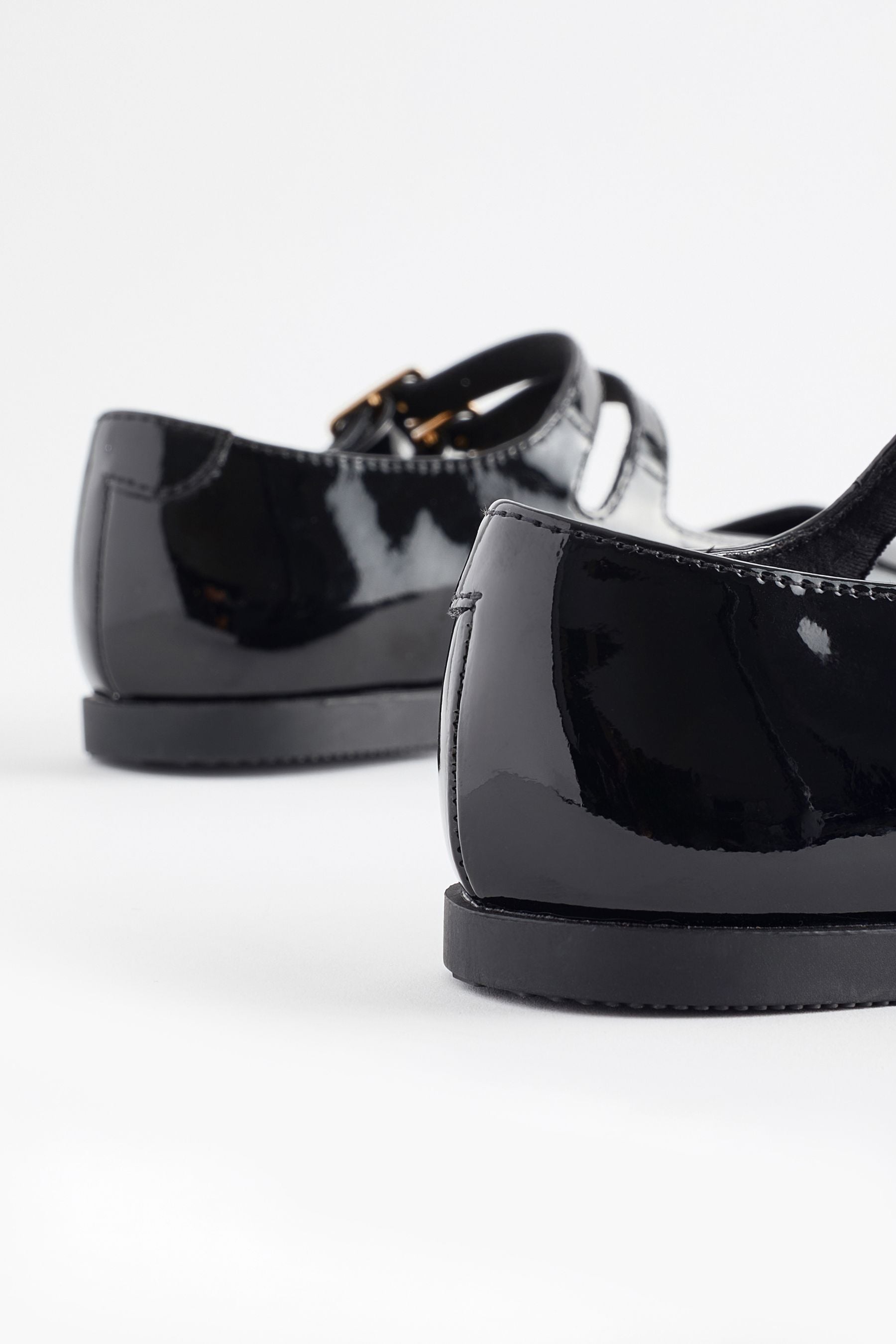 Black Patent Double Strap Mary Jane Shoes