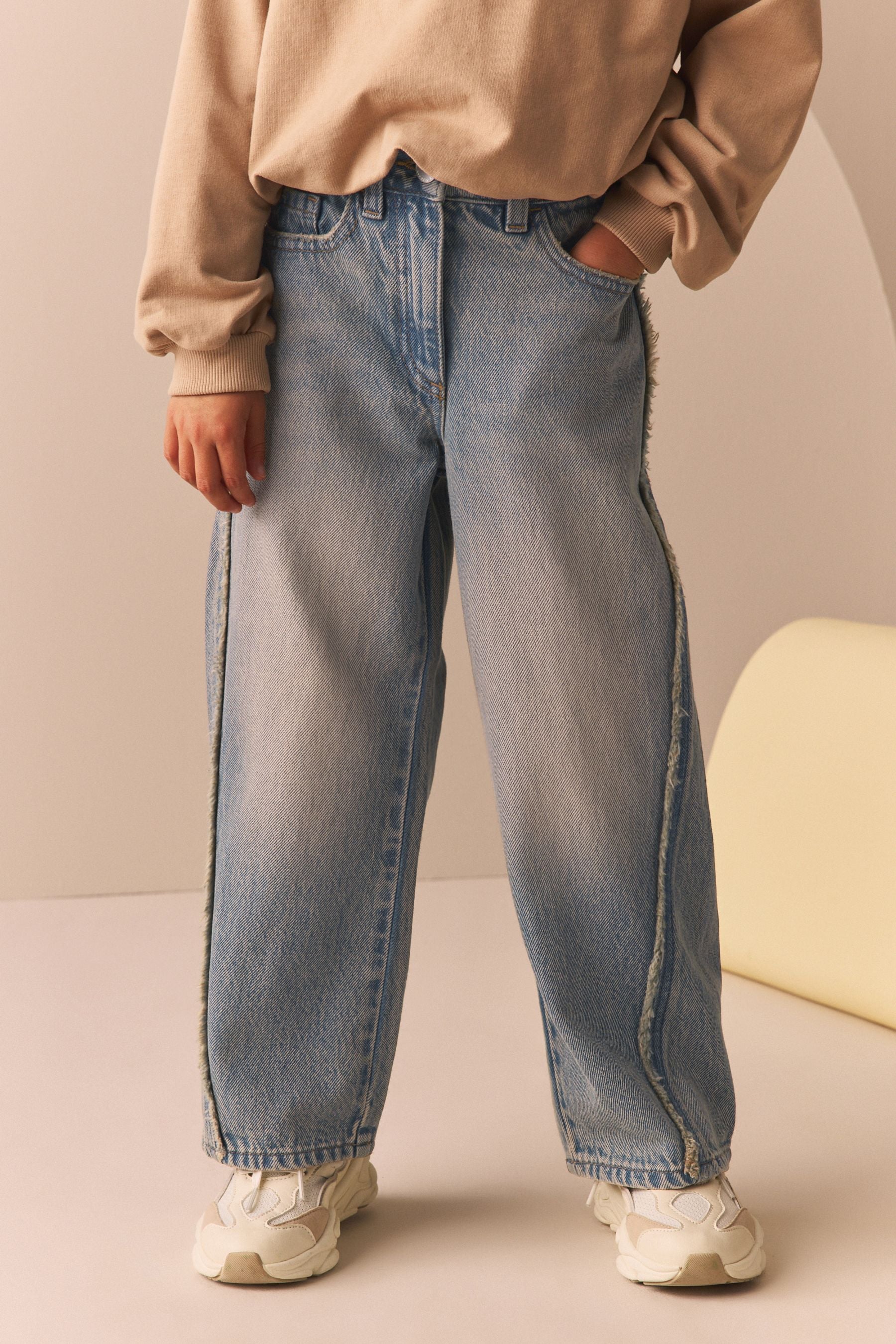 Denim Tint Wide Leg 100% Cotton Jeans (3-16yrs)