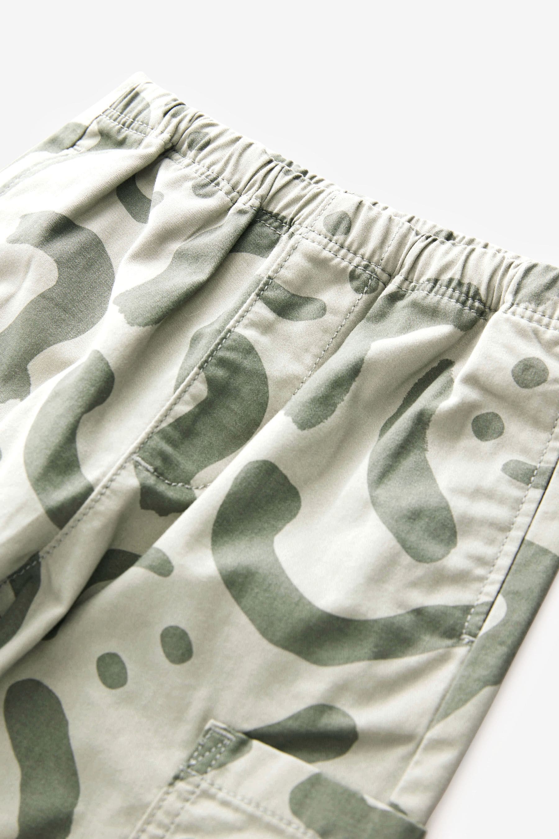 Green Print 100% Cotton Side Pocket Pull-On Trousers (3mths-7yrs)