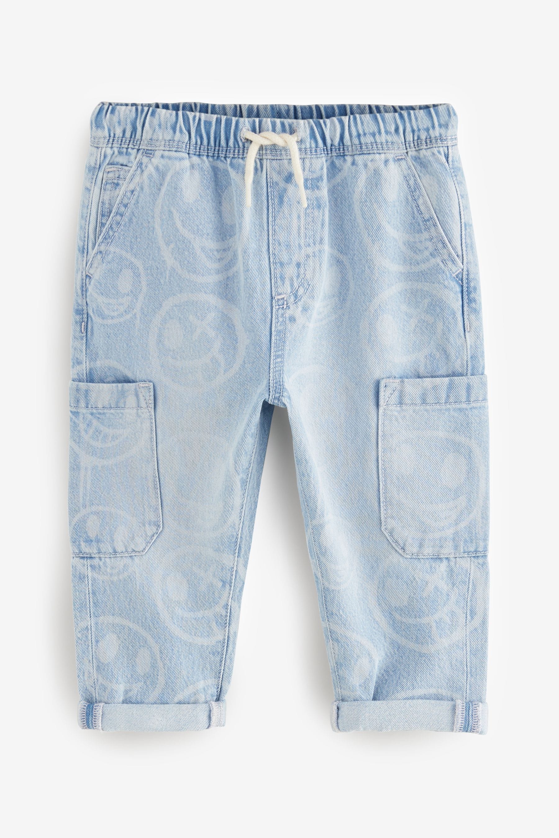 Light Blue Happy Face 100% Cotton Laser Print Jeans (3mths-7yrs)