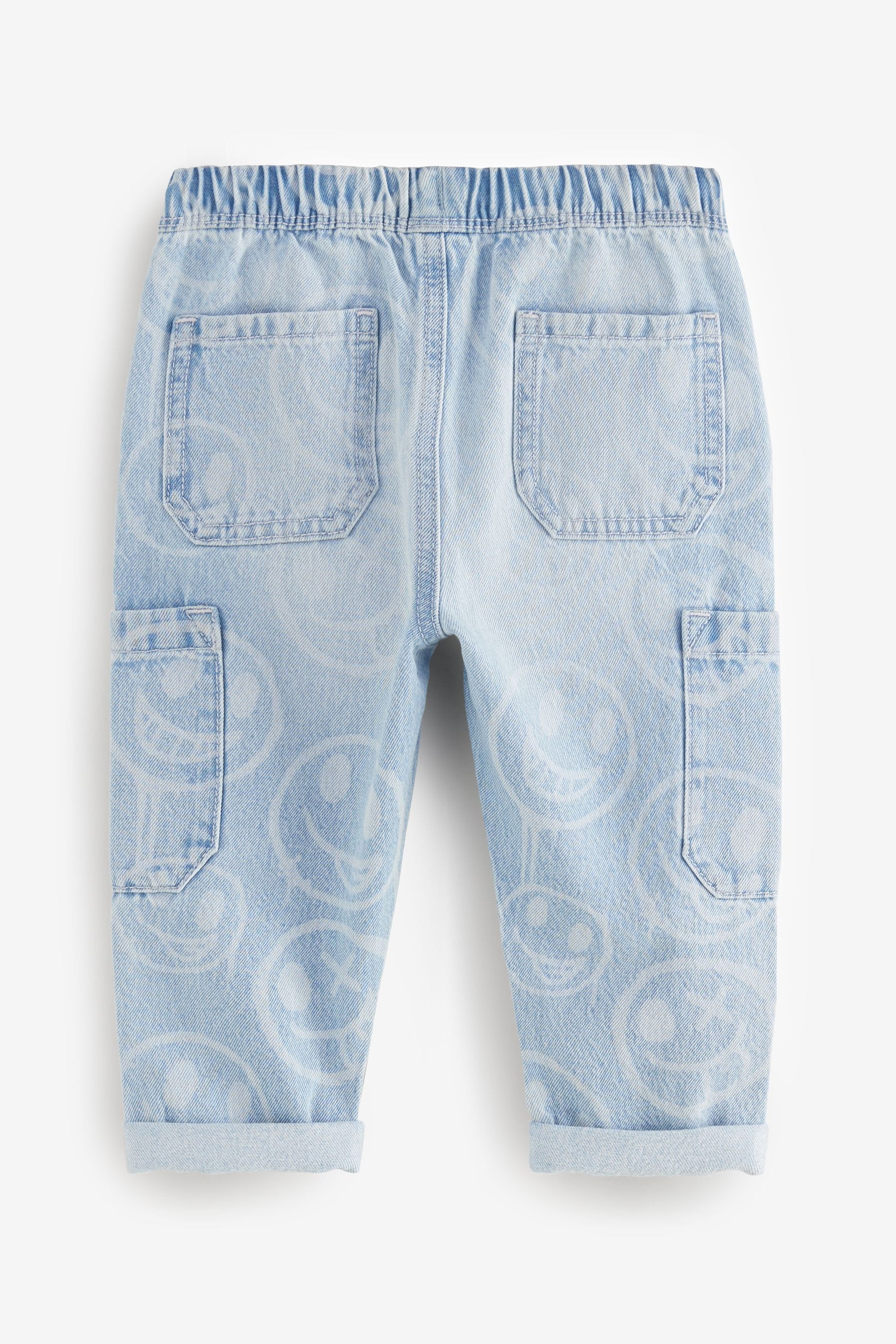 Light Blue Happy Face 100% Cotton Laser Print Jeans (3mths-7yrs)