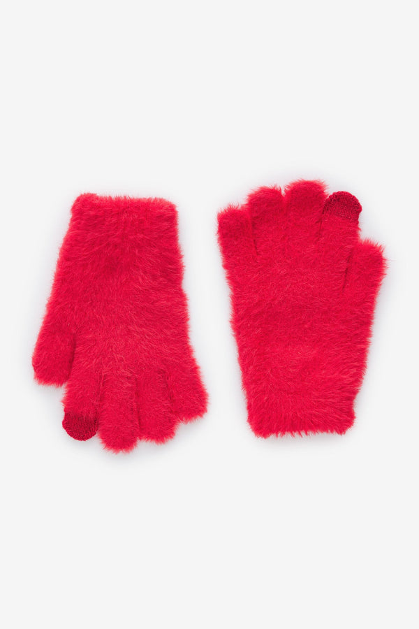 Red Fluffy Gloves (3-16yrs)