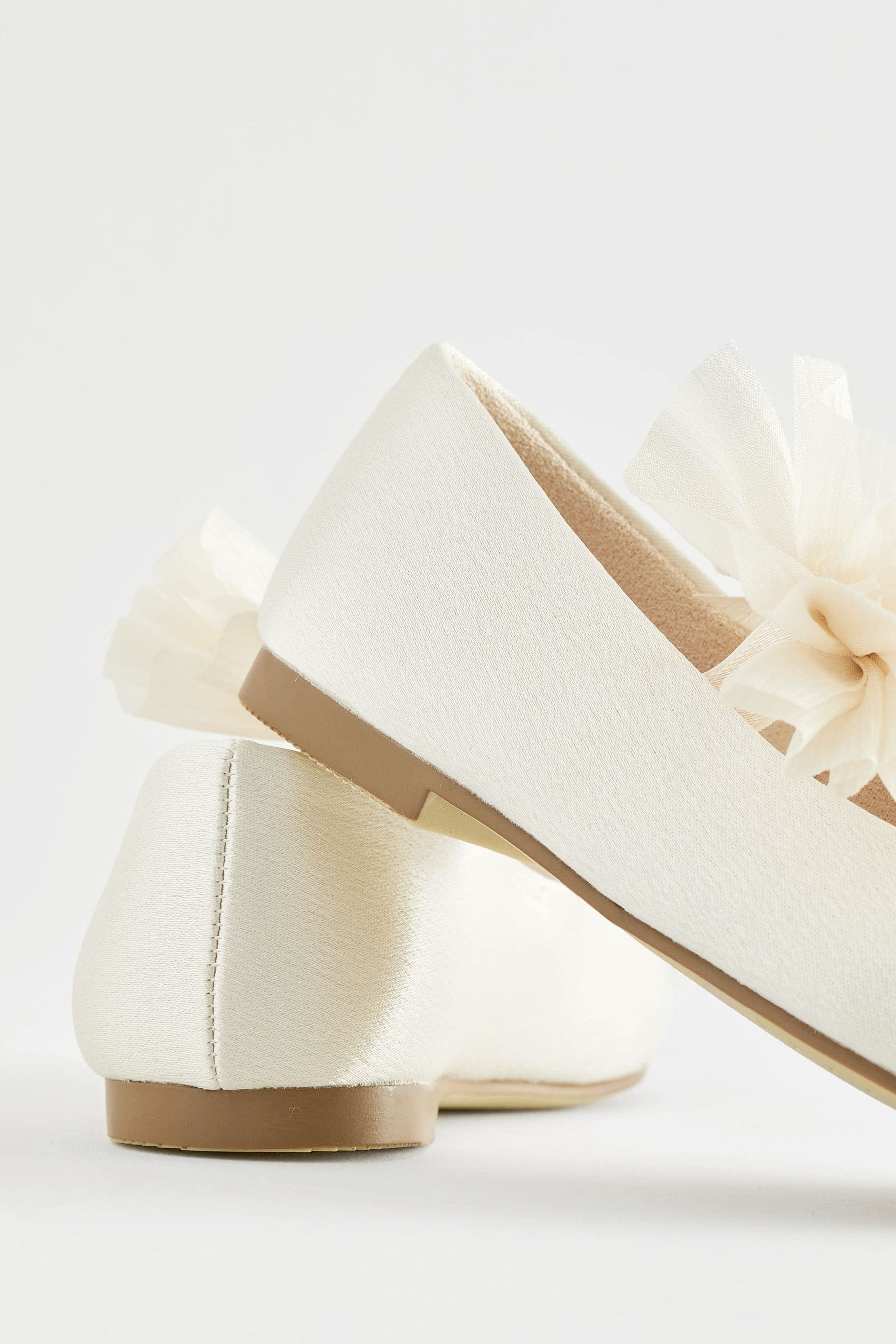 Ivory Wide Fit (G) Mary Jane Bridesmaid Bow Occasion Shoes