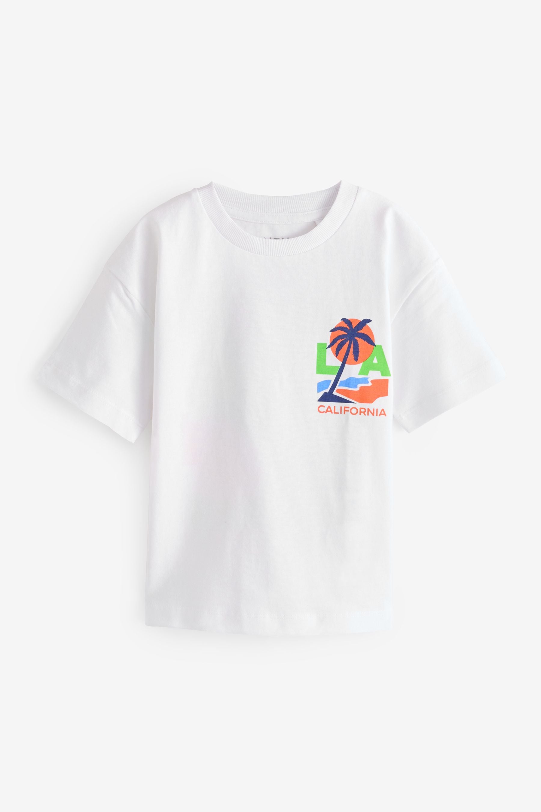 White Palm Back Print Short Sleeve T-Shirt (3mths-7yrs)