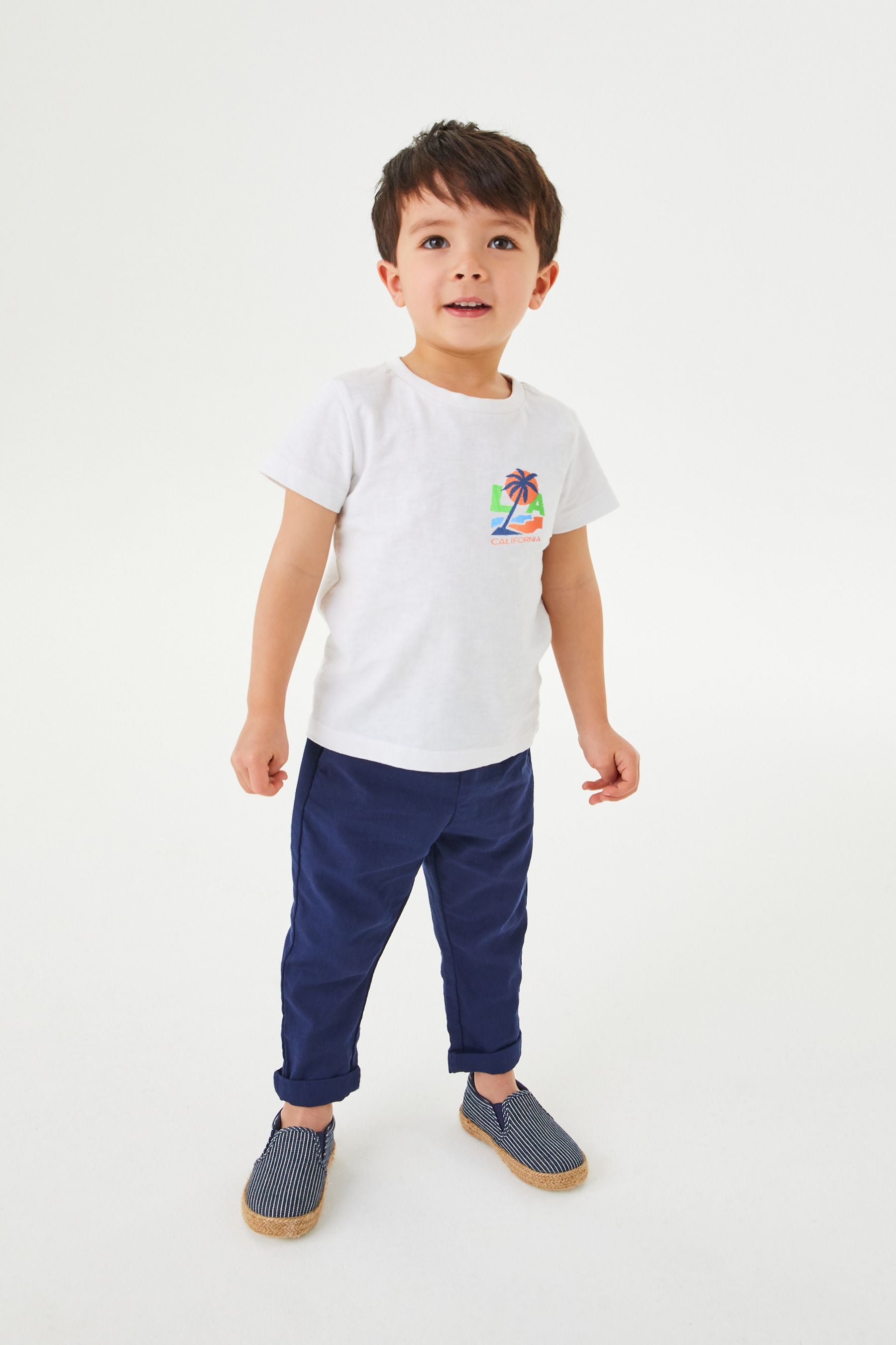 White Palm Back Print Short Sleeve T-Shirt (3mths-7yrs)