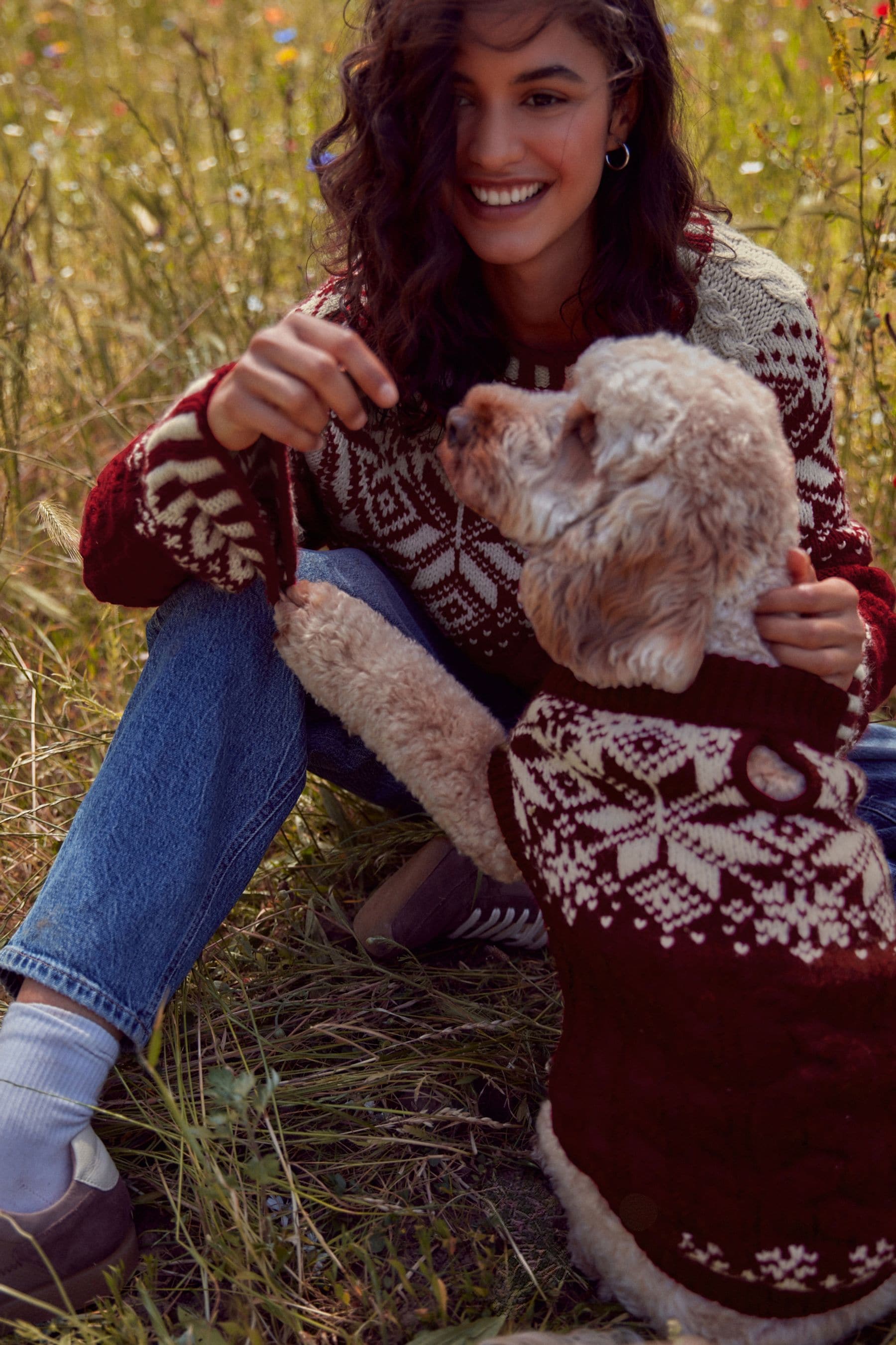 Red Fairisle Christmas Dog Jumper