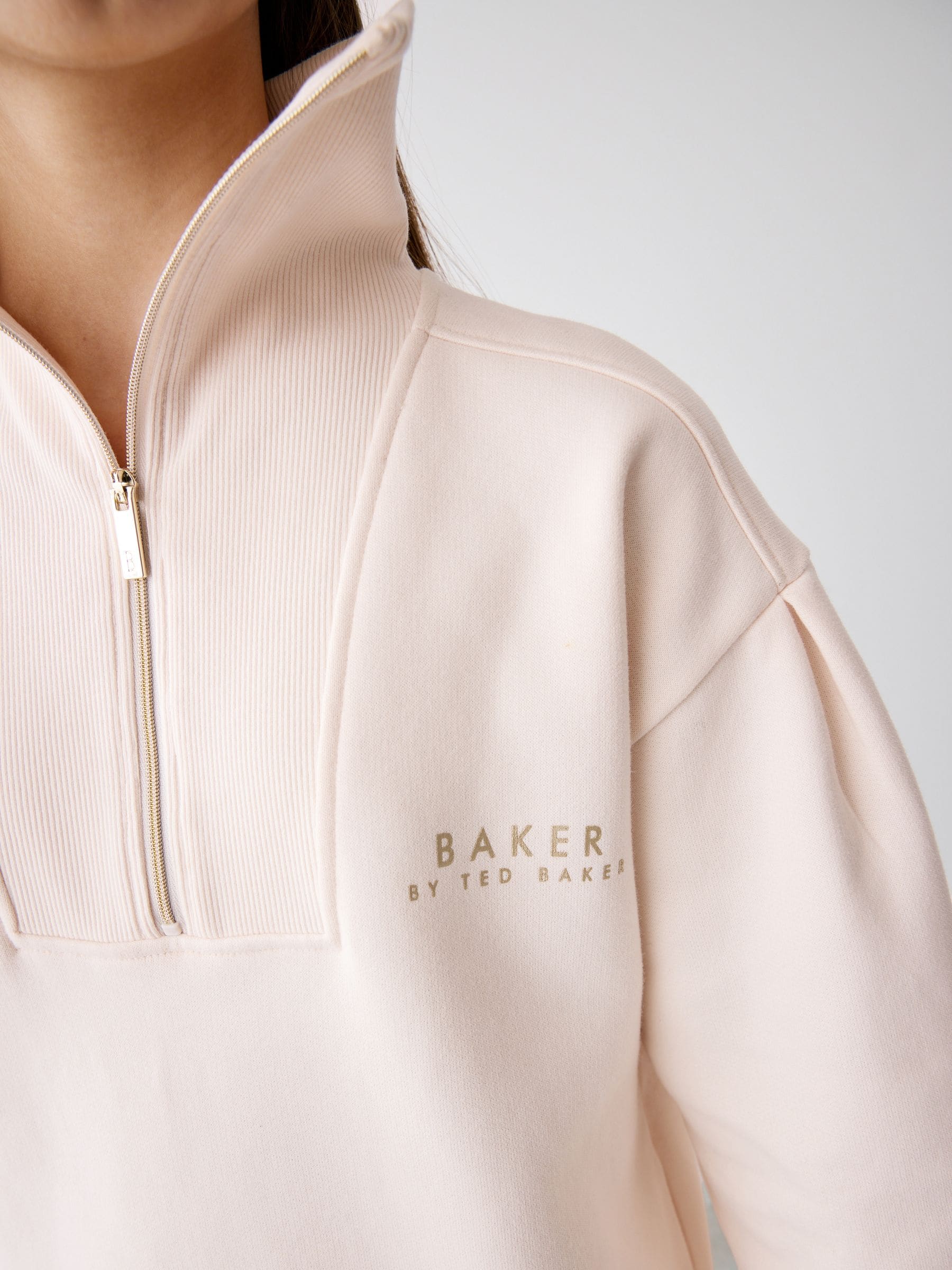 Baker by Ted Baker Cream Zip Neck 100% Cotton Sweat Dress