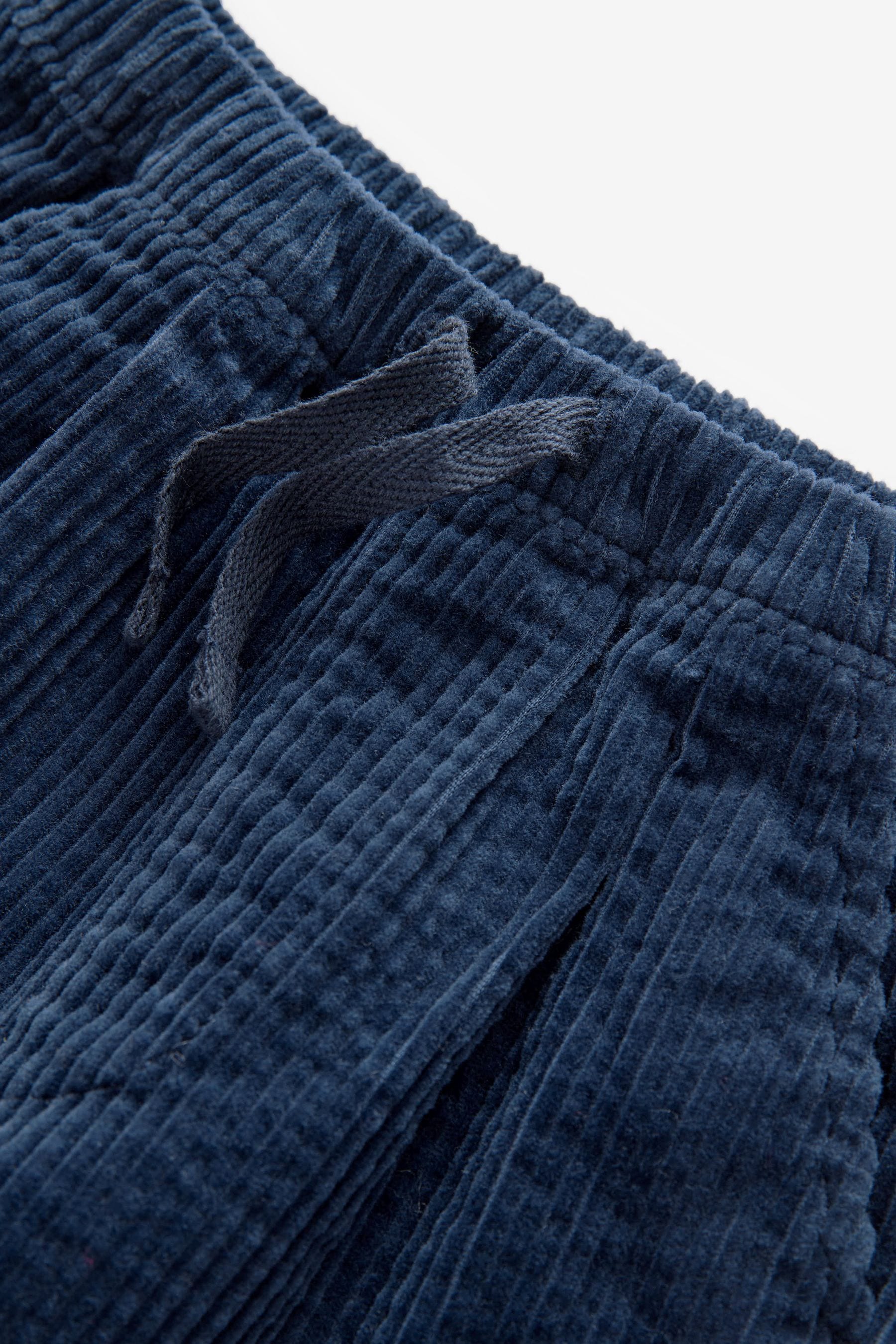 Navy Textured Corduroy 100% Cotton Pull On Trousers (3mths-7yrs)