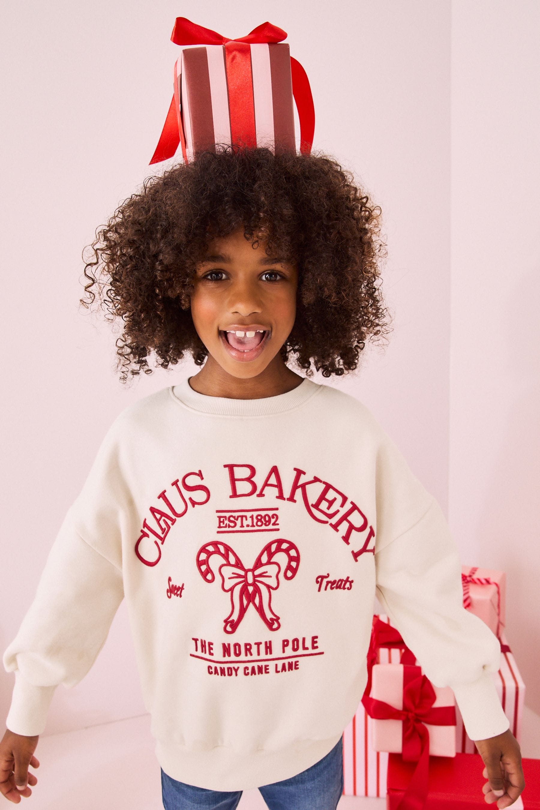 Ecru/ Red Christmas Sweatshirt (3-16yrs)