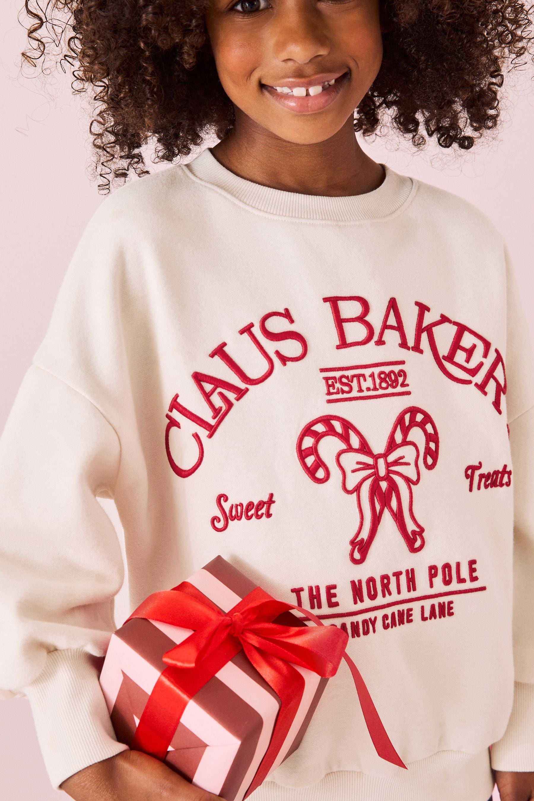 Ecru/ Red Christmas Sweatshirt (3-16yrs)