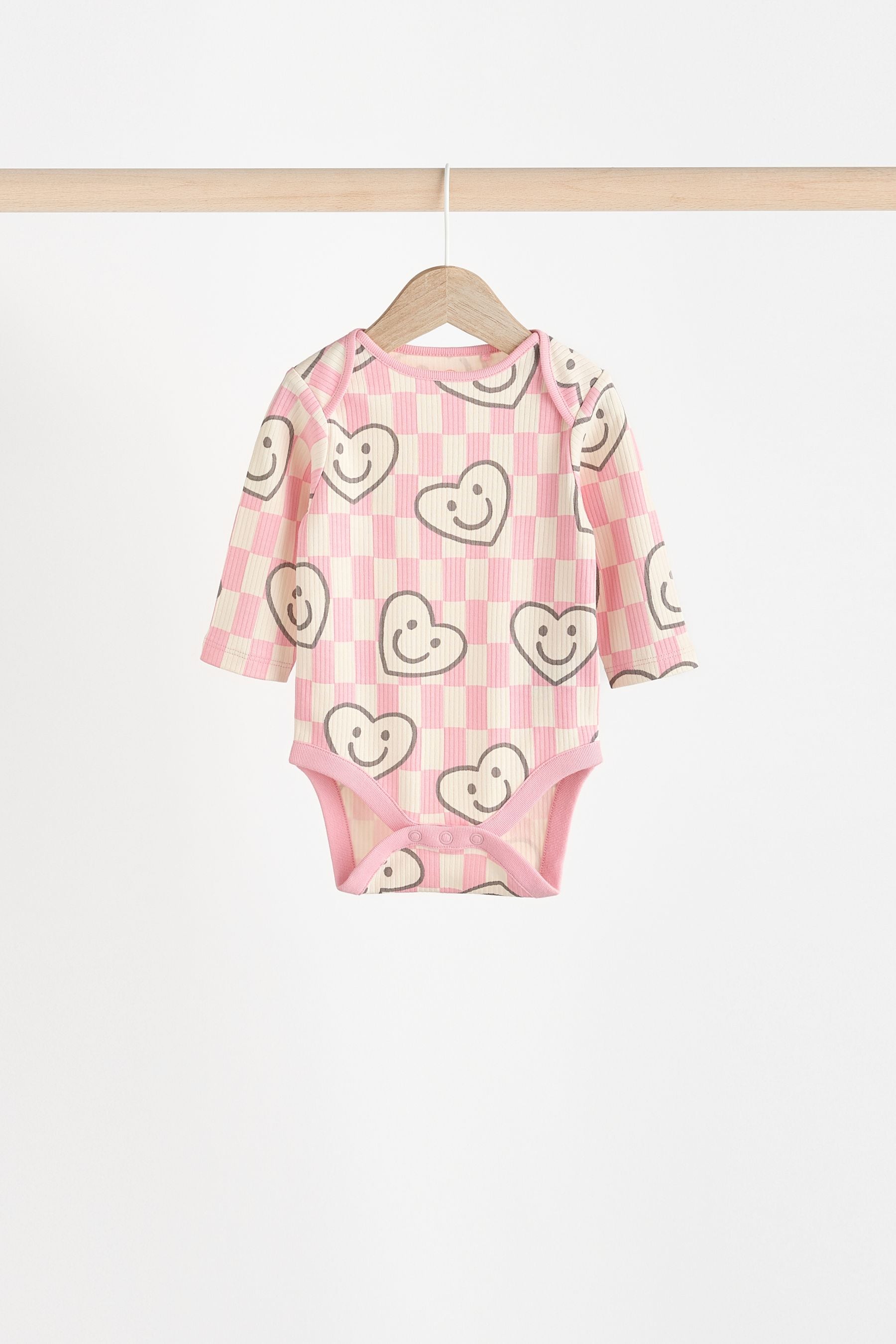 Pink Happy Heart Baby Bodysuits 3 Pack