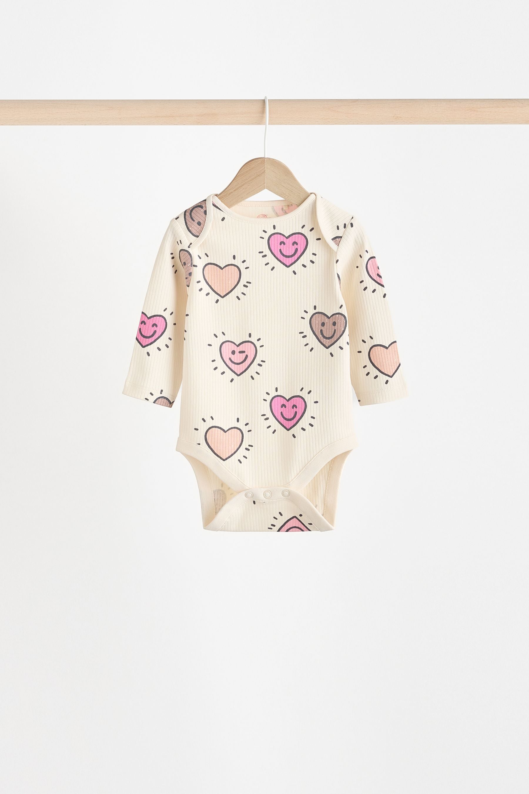 Pink Happy Heart Baby Bodysuits 3 Pack