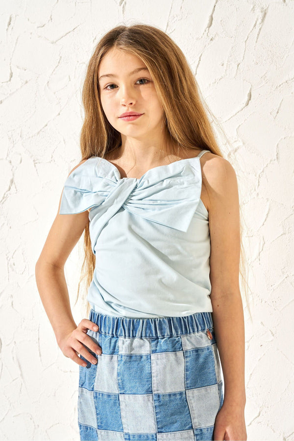 Angel & Rocket Blue Carrie Bow Vest Top