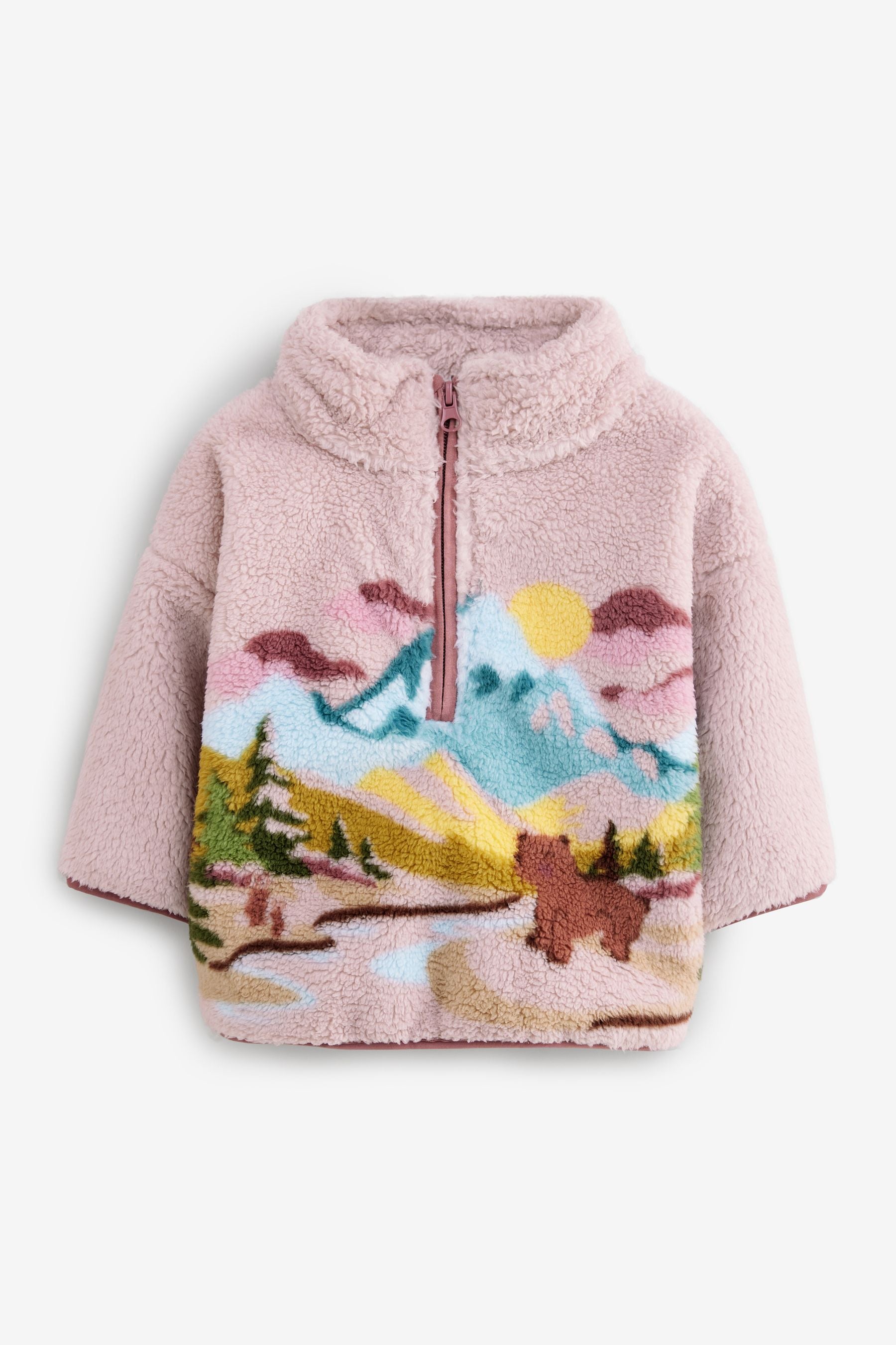 Pink Scenic Borg Fleece Half Zip Top (3mths-7yrs)