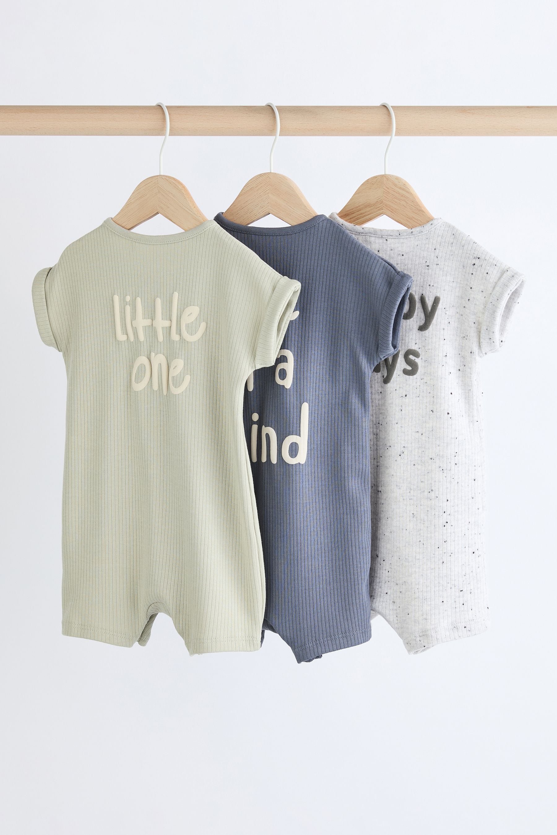 Grey/Sage Baby Jersey Rompers 3 Pack