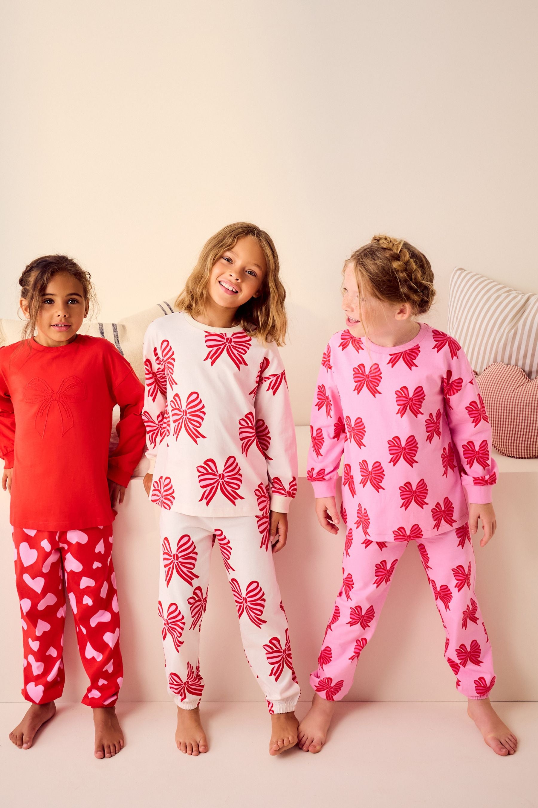 Red Bow 100% Cotton Jogger Pyjamas 3 Pack (3-16yrs)