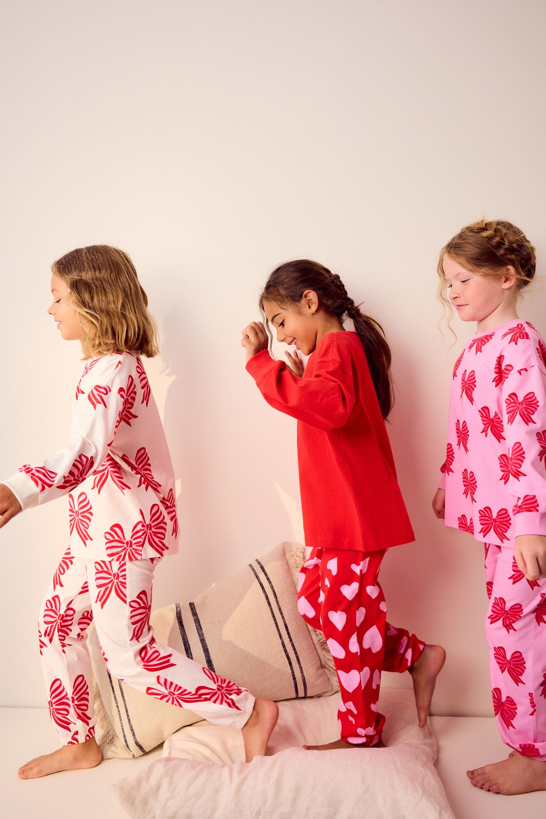 Red Bow 100% Cotton Jogger Pyjamas 3 Pack (3-16yrs)