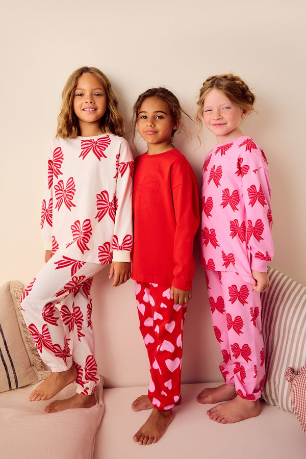 Red Bow 100% Cotton Jogger Pyjamas 3 Pack (3-16yrs)