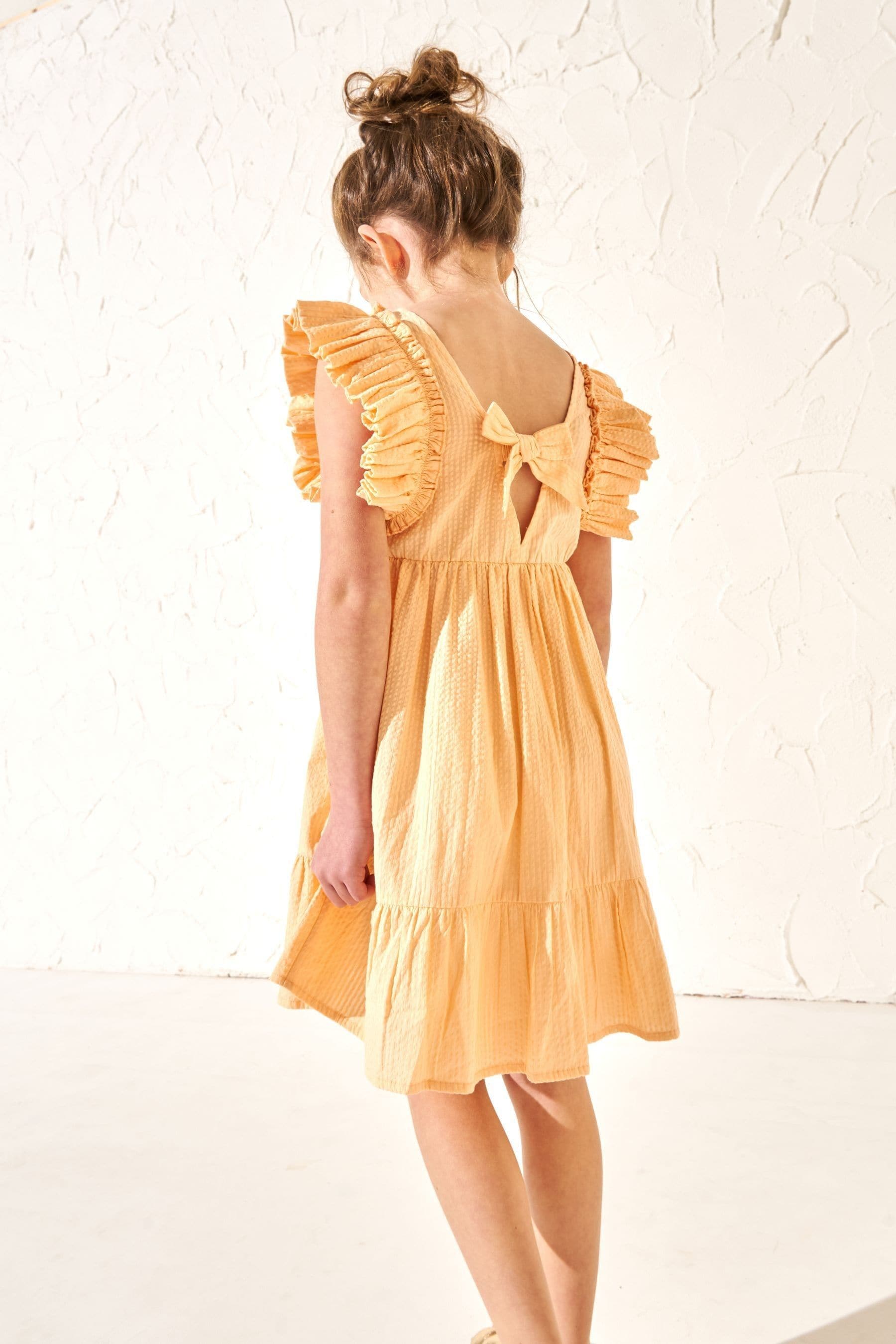 Orange Angel & Rocket Simone Textured Ruffle Dress