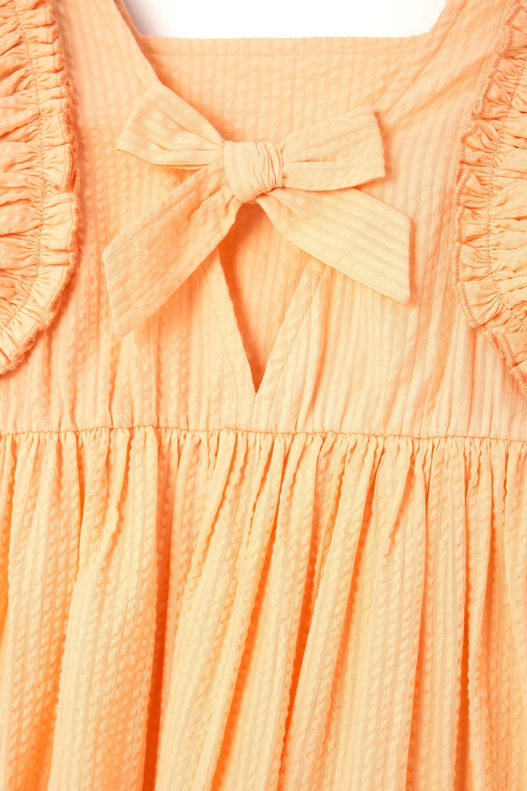 Angel & Rocket Orange 100% Cotton Simone Textured Ruffle Dress