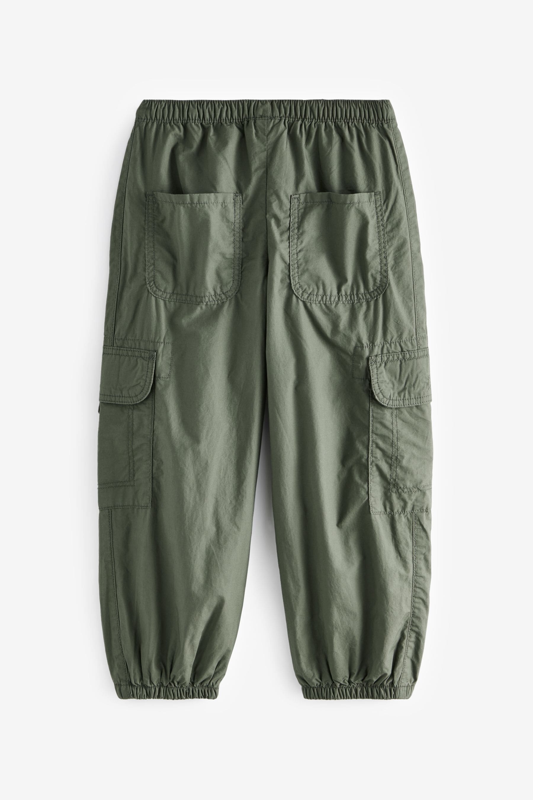 Khaki Green Lined 100% Cotton Parachute Cargo Trousers (3-16yrs)