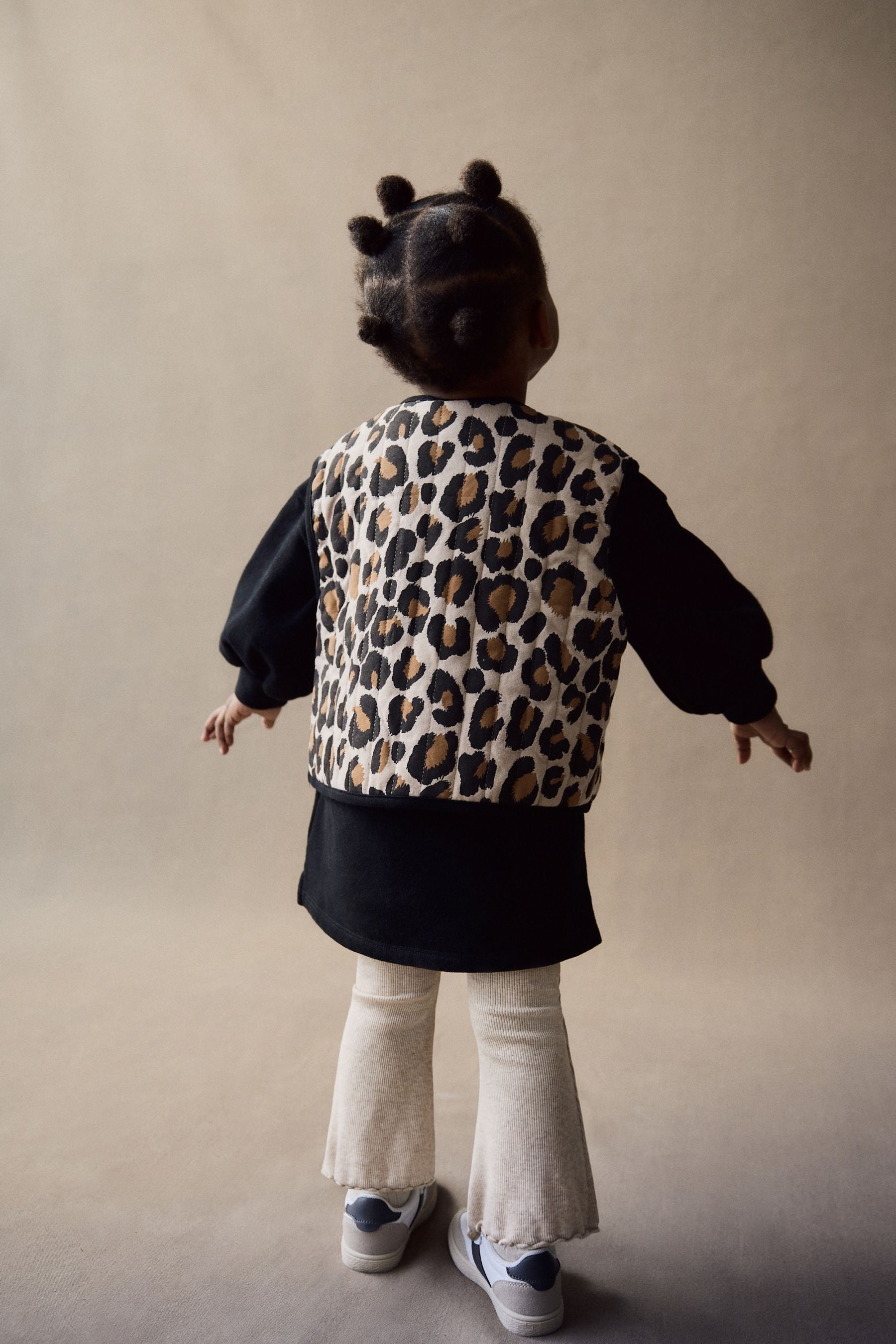 Black / Leopard Print Gilet and Sweat Dress Set (3mths-7yrs)