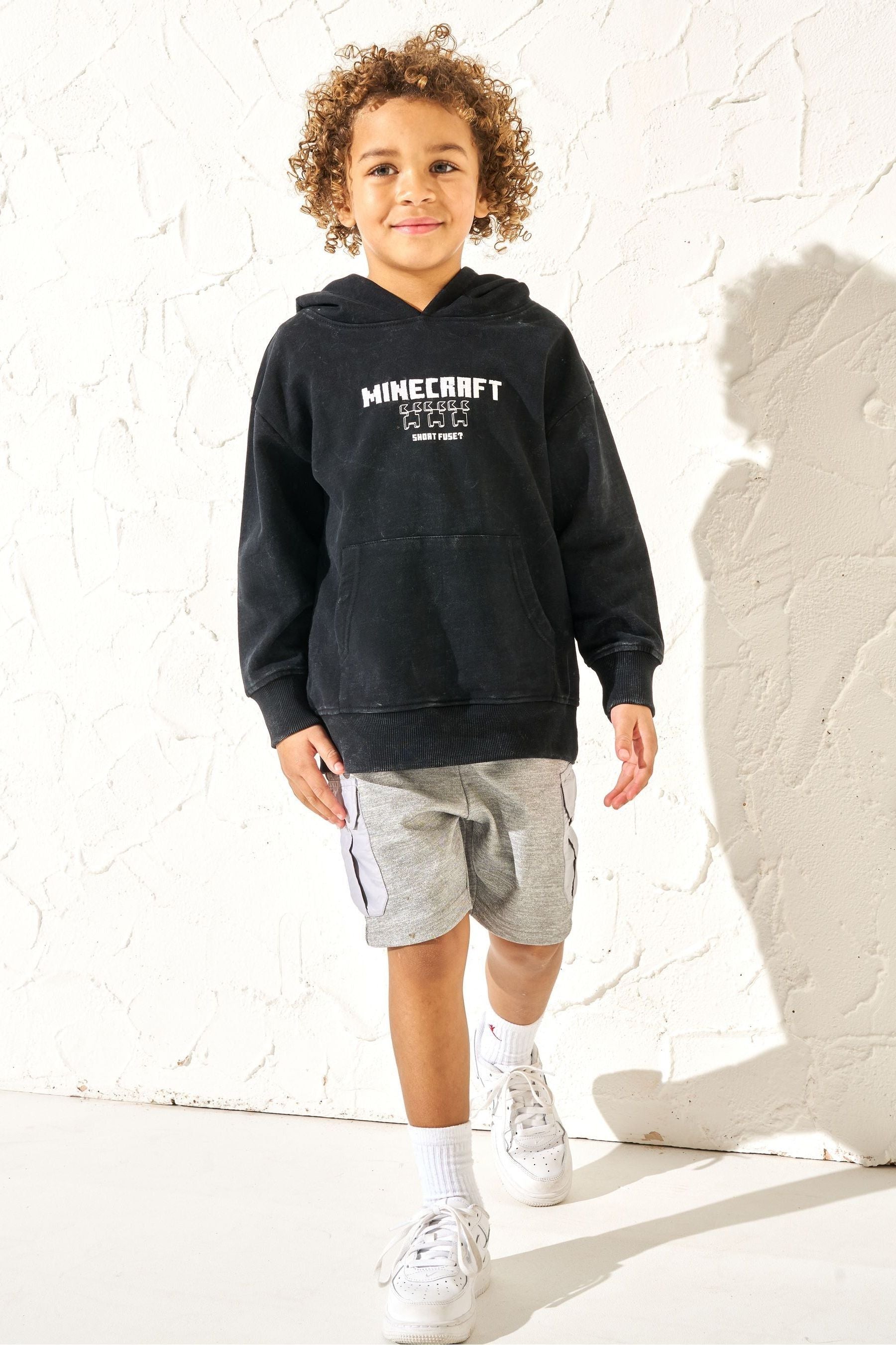 Angel & Rocket Black 100% Cotton Minecraft Print Hoodie