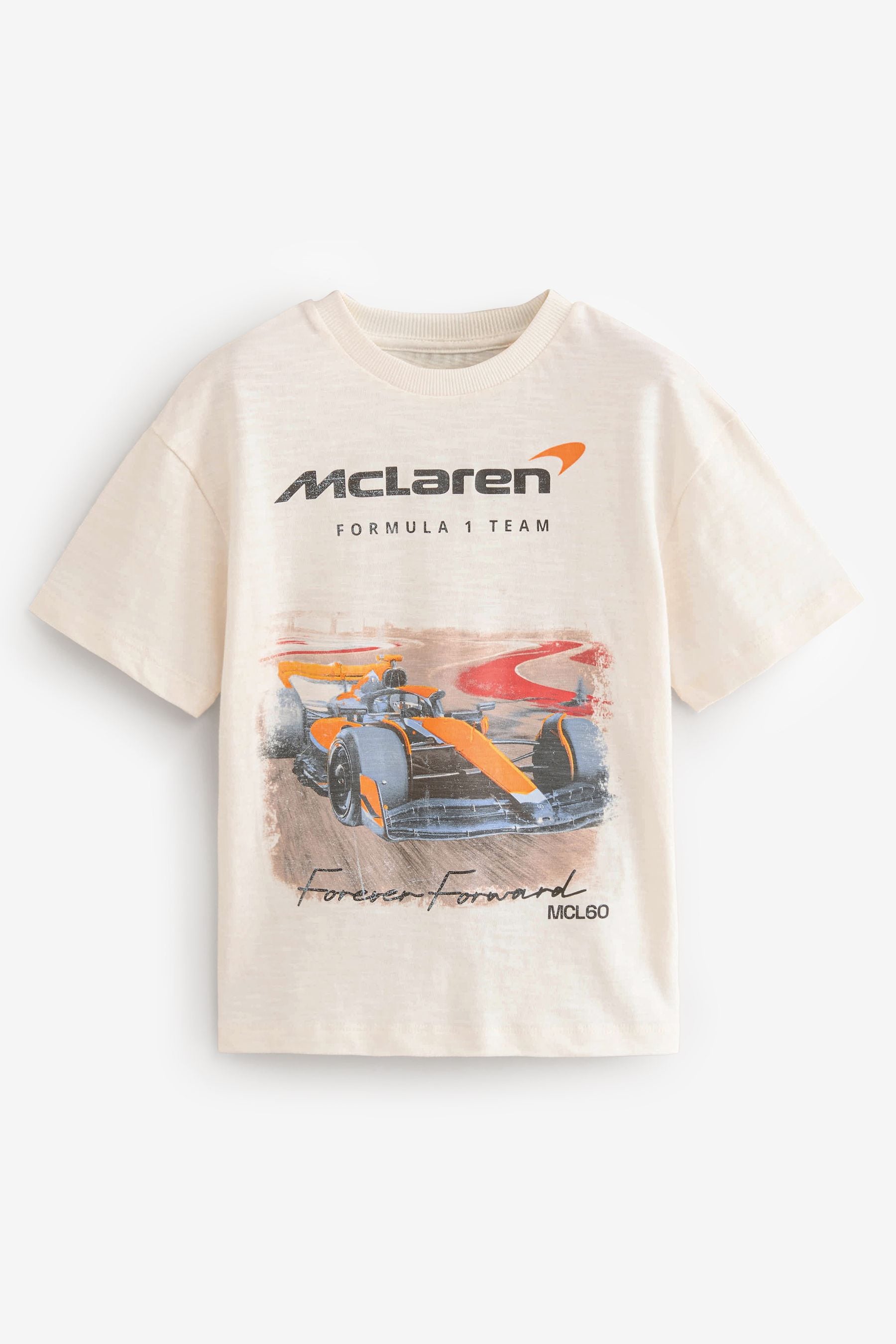 Ecru White McLaren Licensed Short Sleeve 100% Cotton T-Shirt (3-16yrs)