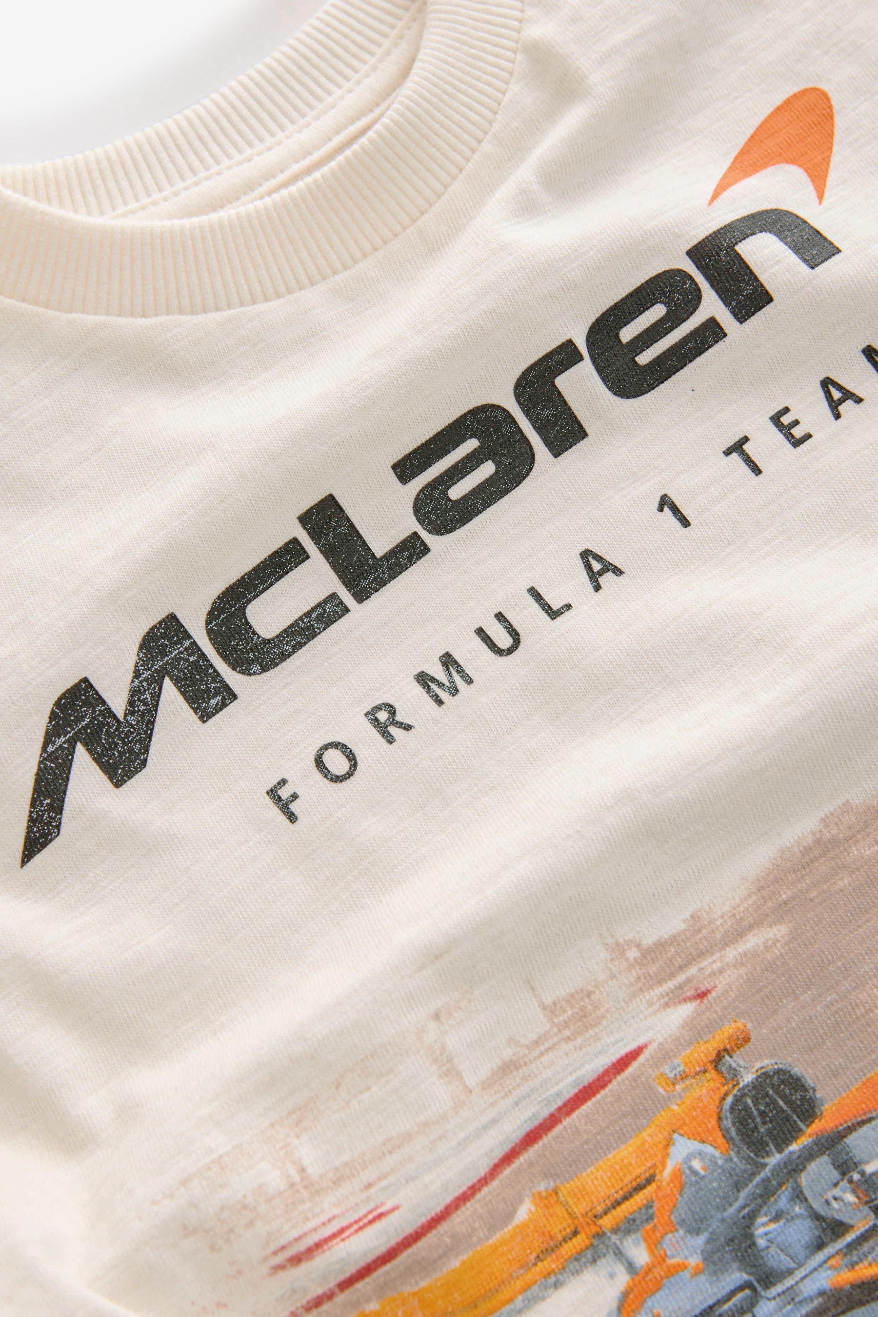 Ecru White McLaren Licensed Short Sleeve 100% Cotton T-Shirt (3-16yrs)