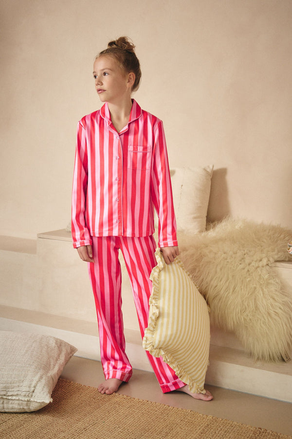 Red/Pink Button Stripe Through Pyjamas (6-16yrs)