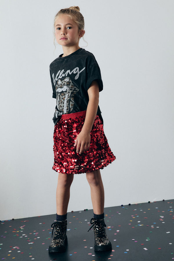 Red Sequin Skirt (3-16yrs)