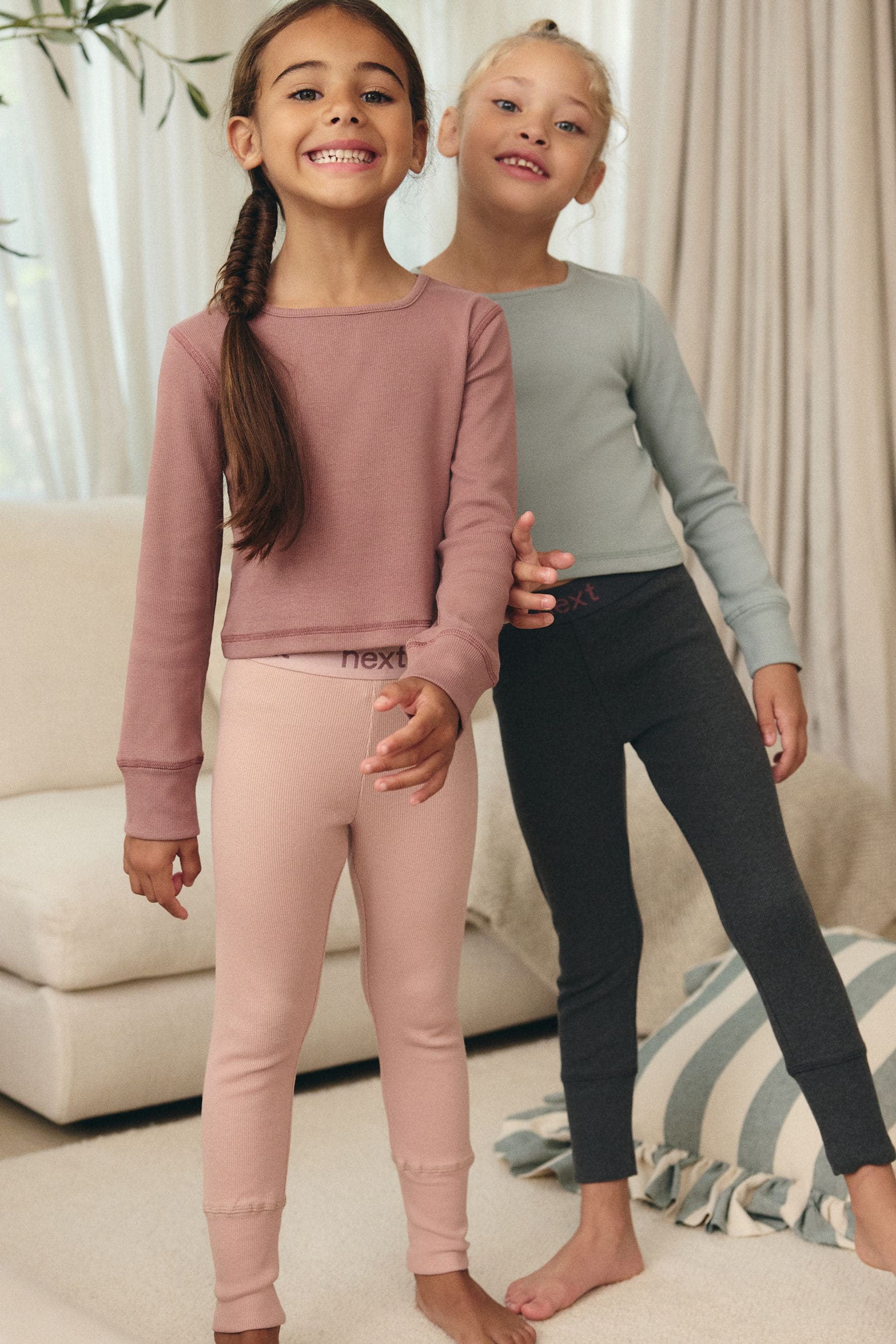 Pink/Grey 2 Pack Leggings (7-16yrs)