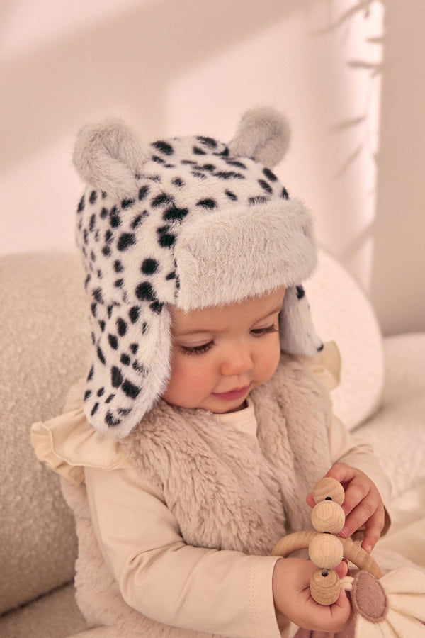 Animal Print Faux Fur Baby Trapper Hat (0mths-2yrs)