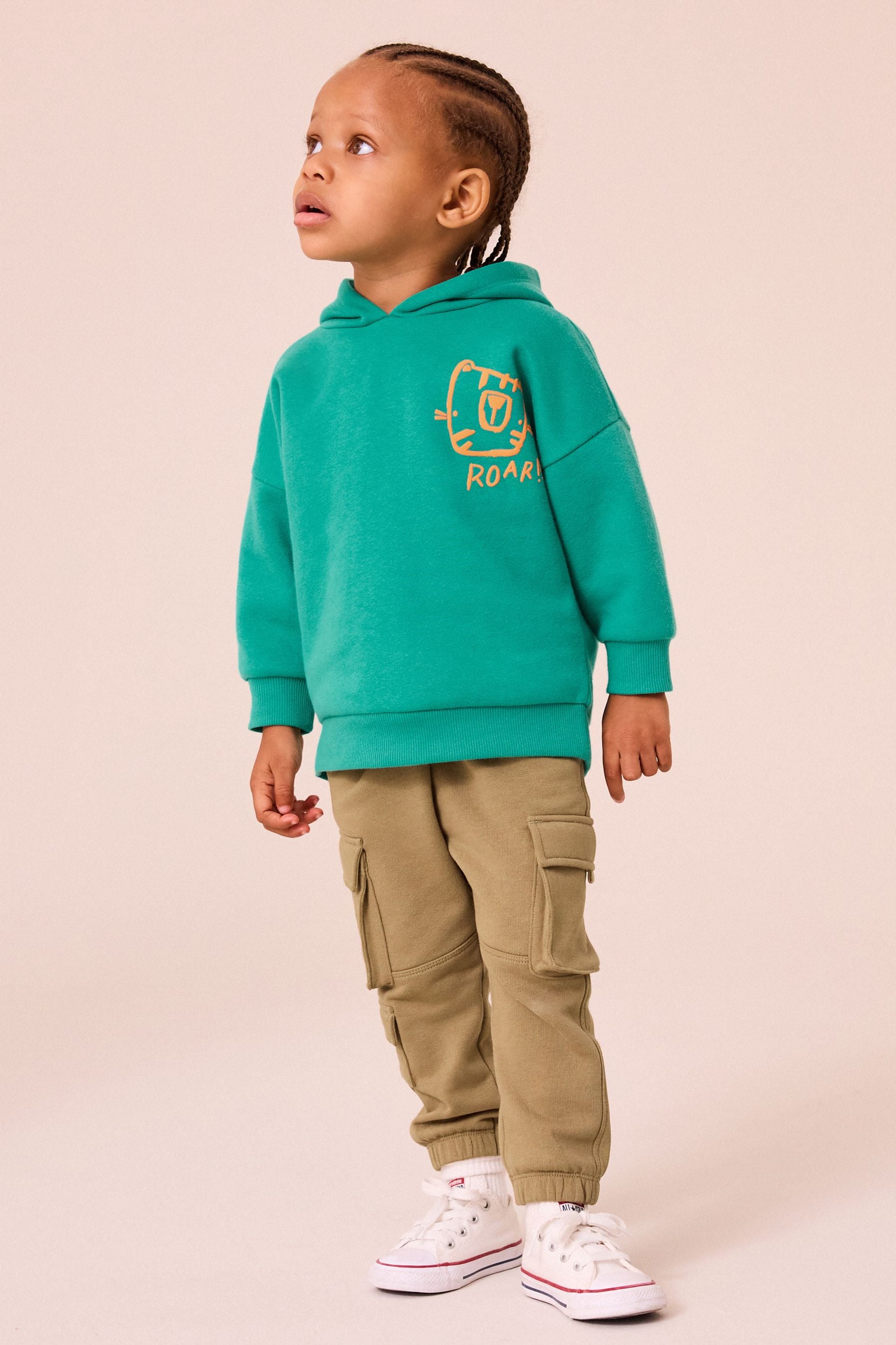 Green/Tan Utility Hoodie and Carpenter Joggers Set (3mths-7yrs)