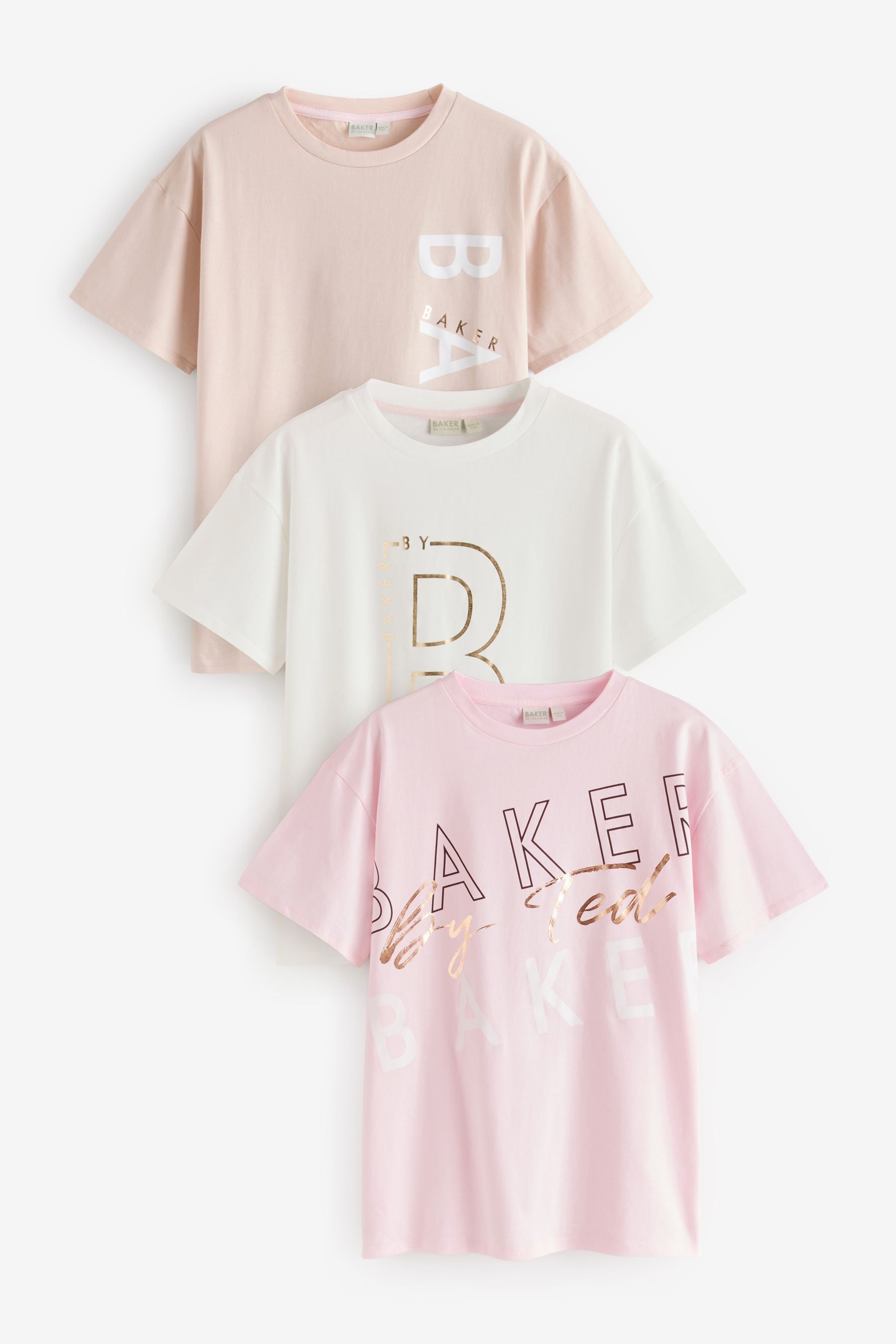 Baker by Ted Baker Multi Branded 100% Cotton T-Shirts 3 Pack