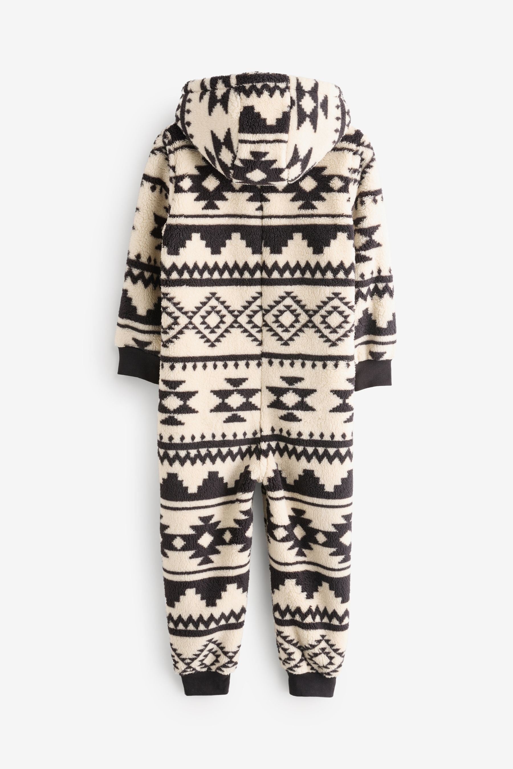 Neutral/Black Aztec Print Fleece All-In-One (3-16yrs)