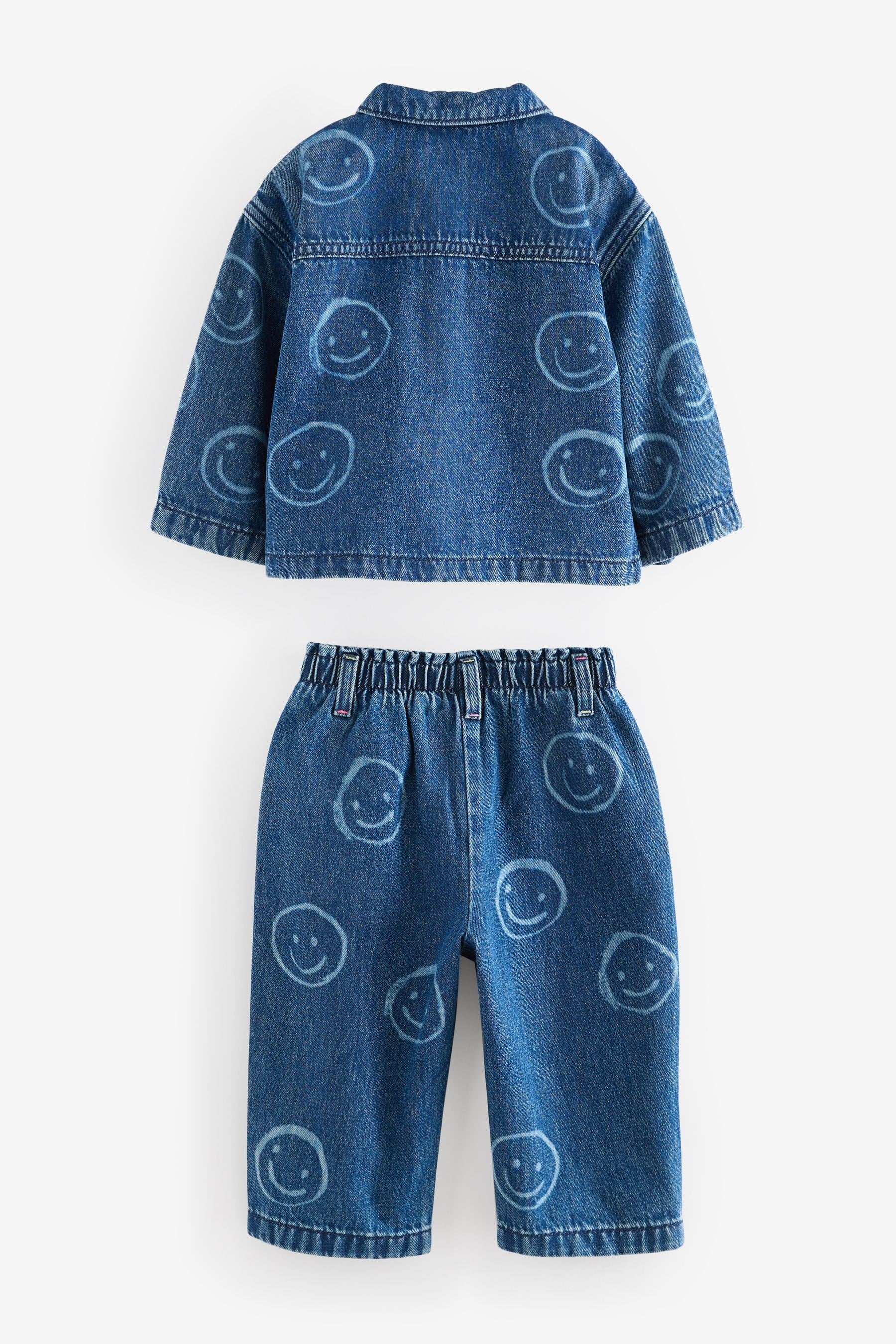 Denim 100% Cotton Shacket and Trousers Set (3mths-7yrs)