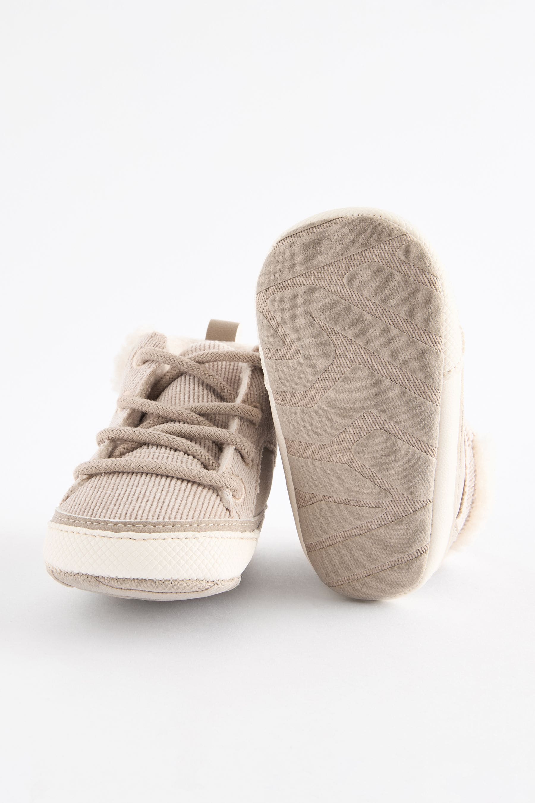 Neutral Warm Lined Lace-Up Baby Boots (0-24mths)