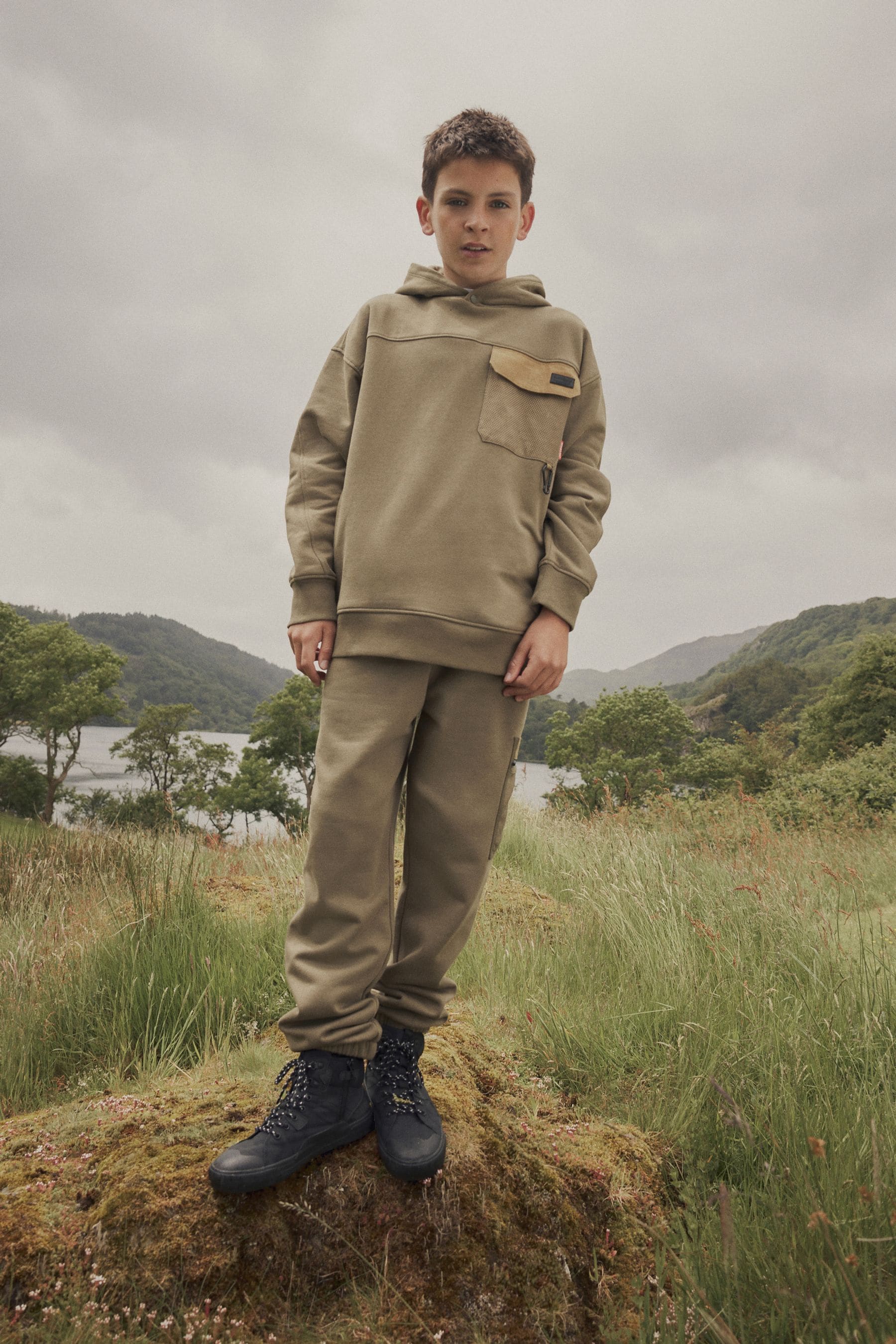 Khaki Green Utility style Hoodie & Joggers Set (3-16yrs)