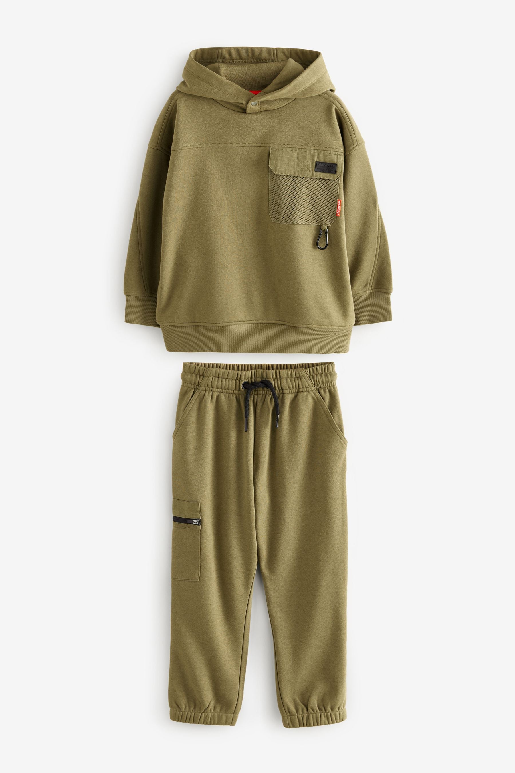 Khaki Green Utility style Hoodie & Joggers Set (3-16yrs)